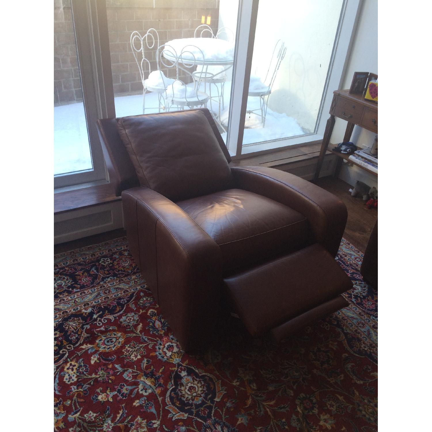 Crate & Barrel Leather Armchair Recliner - image-3