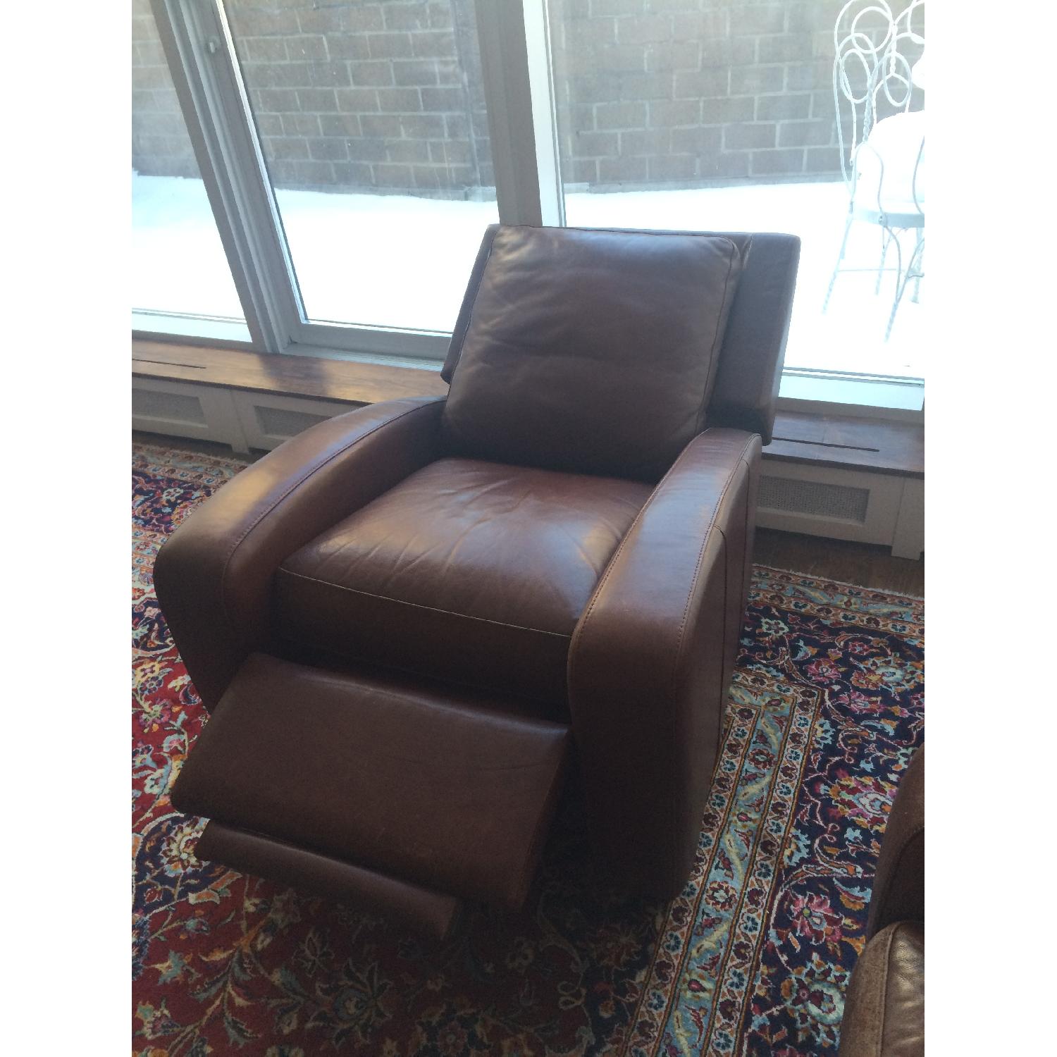 Crate & Barrel Leather Armchair Recliner - image-4