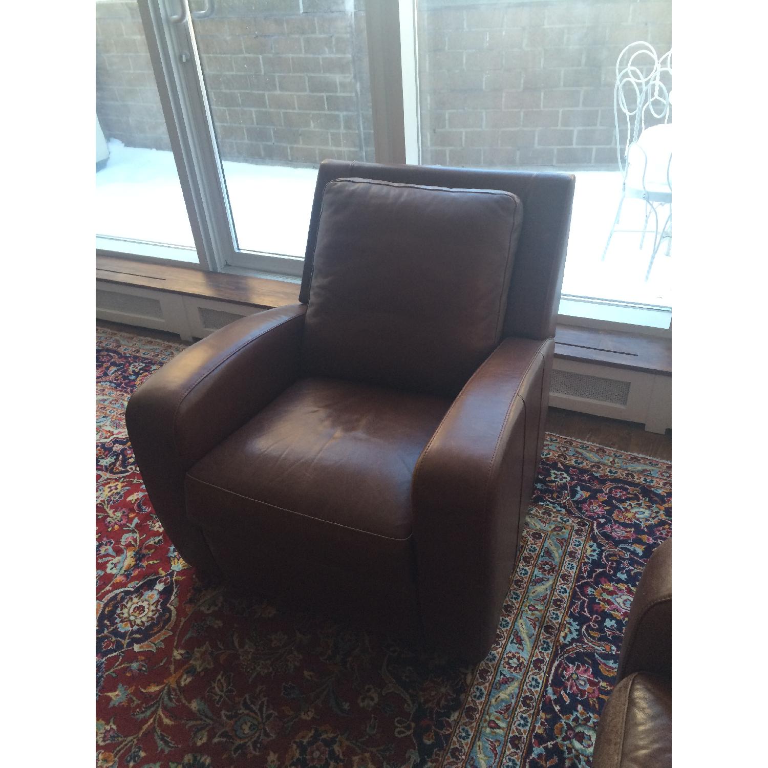 Crate & Barrel Leather Armchair Recliner AptDeco