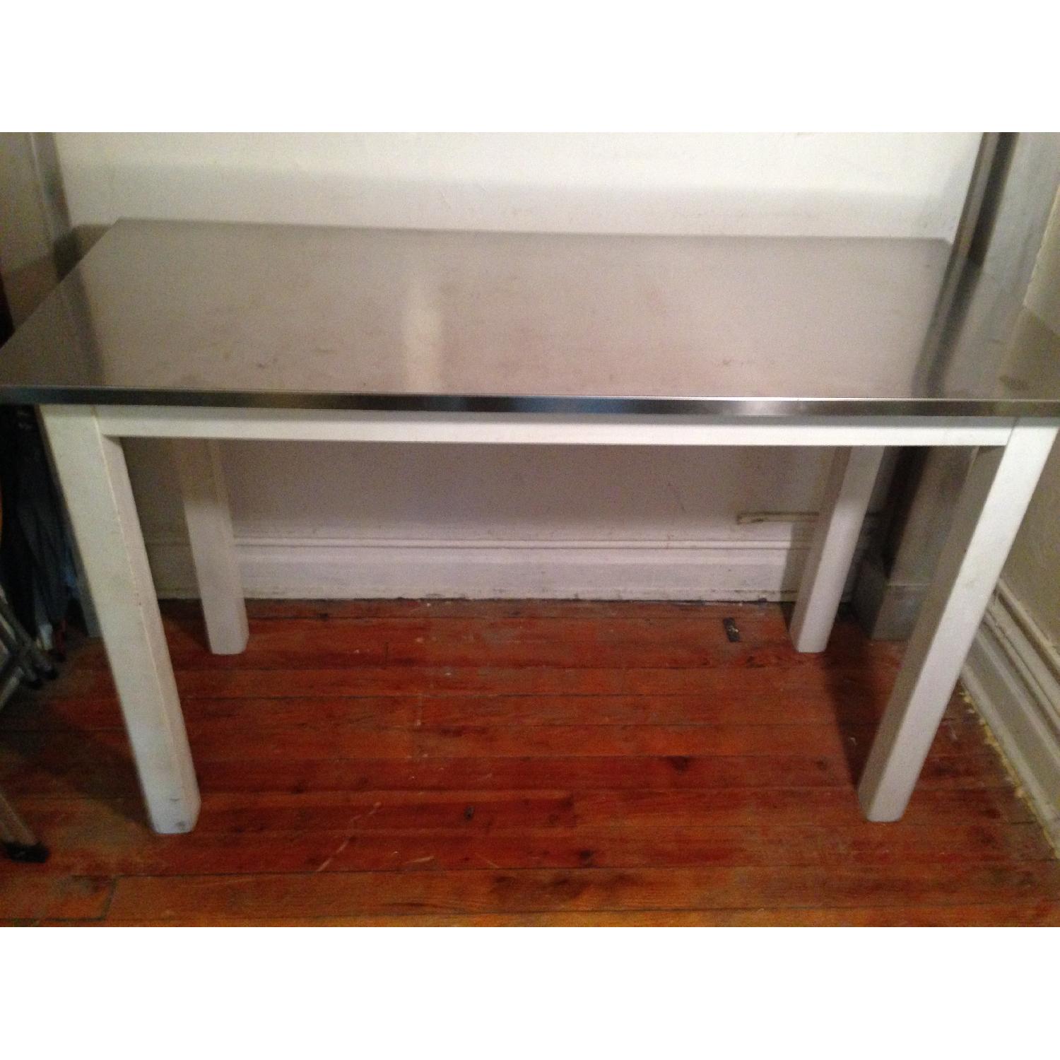 Crate & Barrel High Dining Table with Stainless Steel Top - image-2