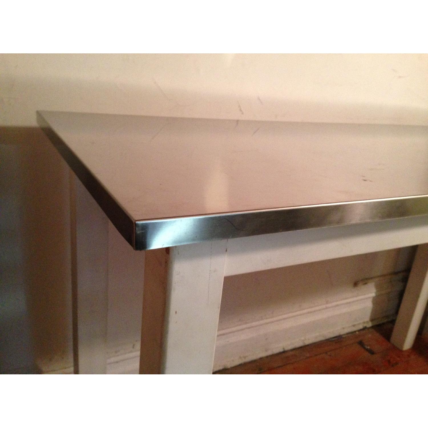 Crate & Barrel High Dining Table with Stainless Steel Top - image-3