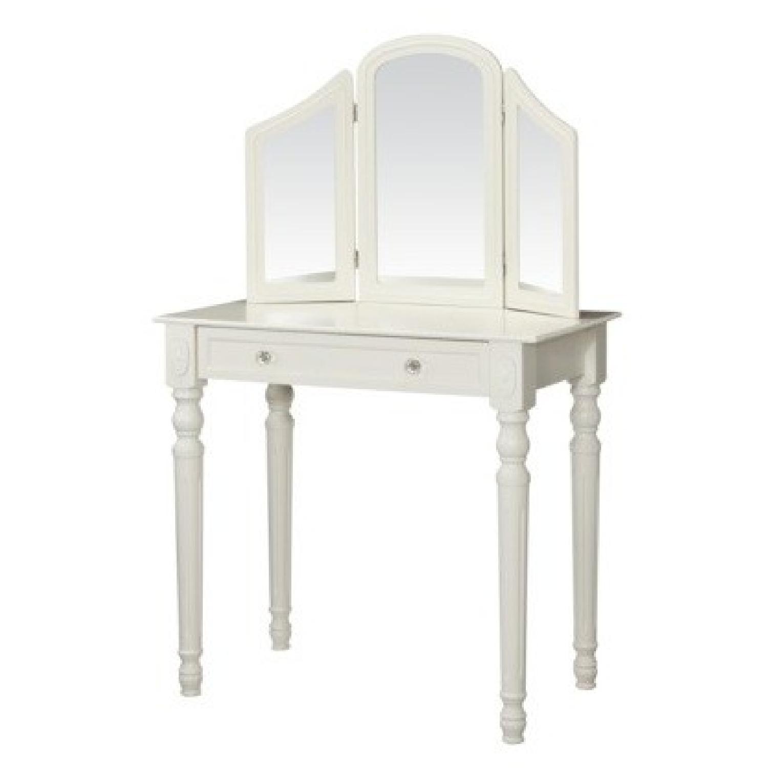 White Desk/Vanity with Stool - image-1