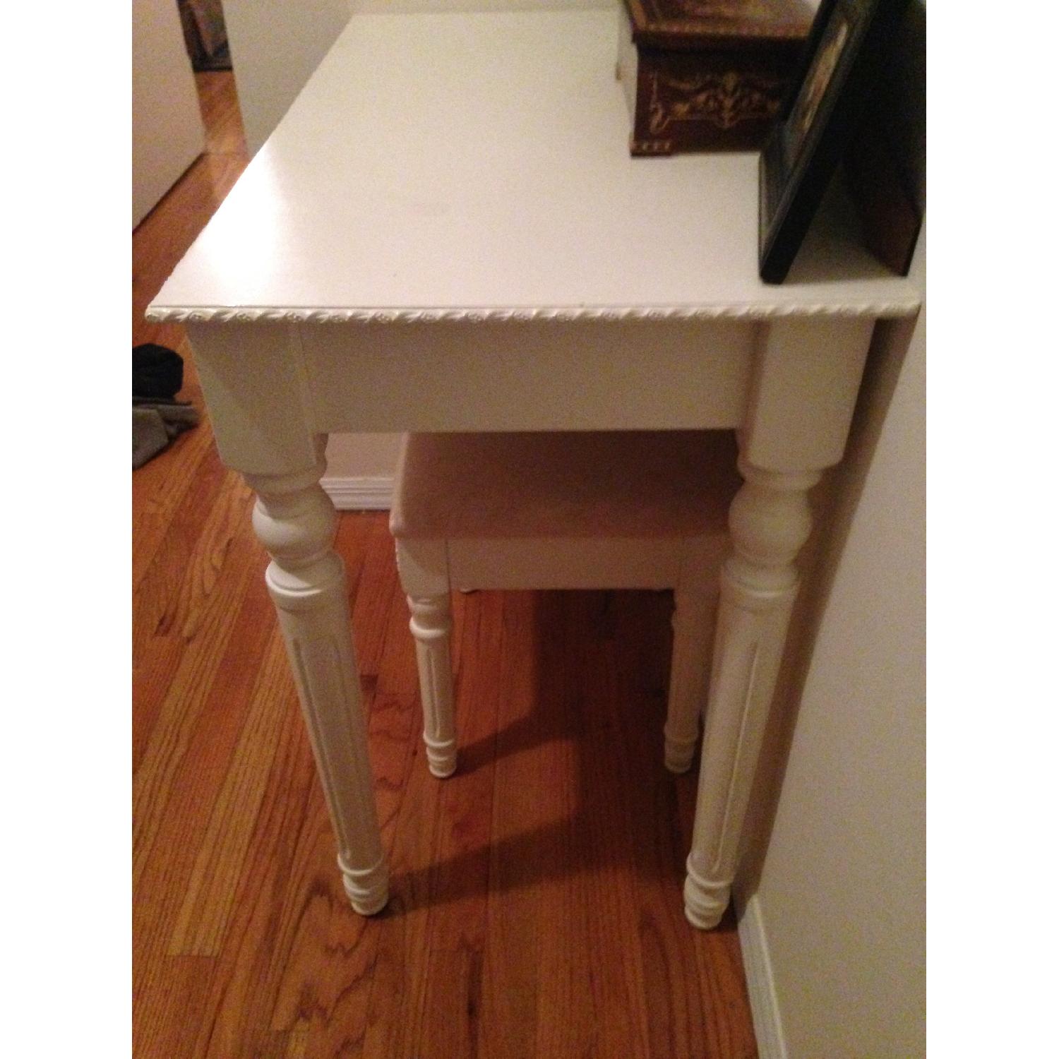 White Desk/Vanity with Stool - image-2