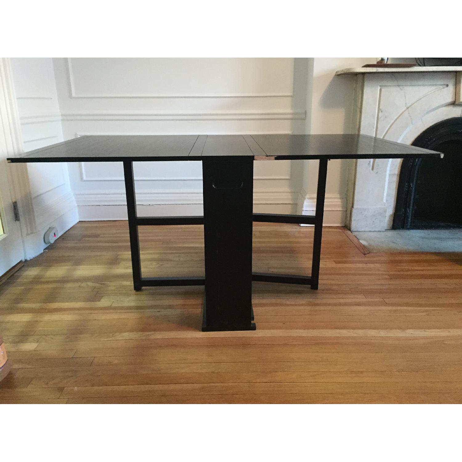 Crate & Barrel Span Black Gateleg Dining Table - image-1