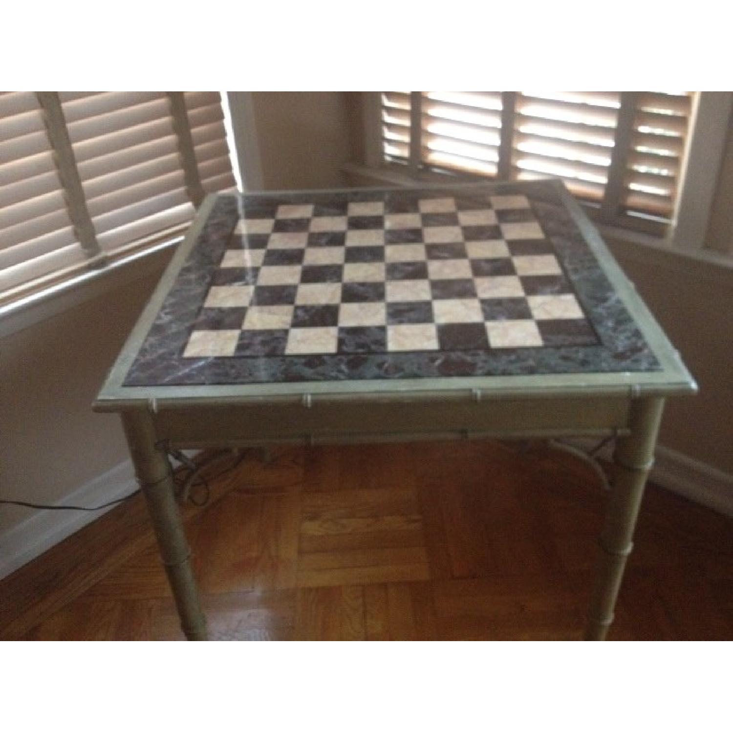 Antique Marble Chess Table - image-1