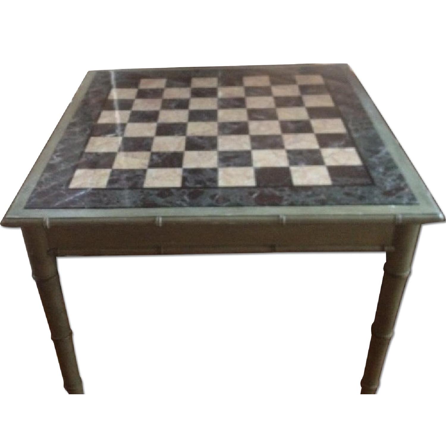 Antique Marble Chess Table - image-0