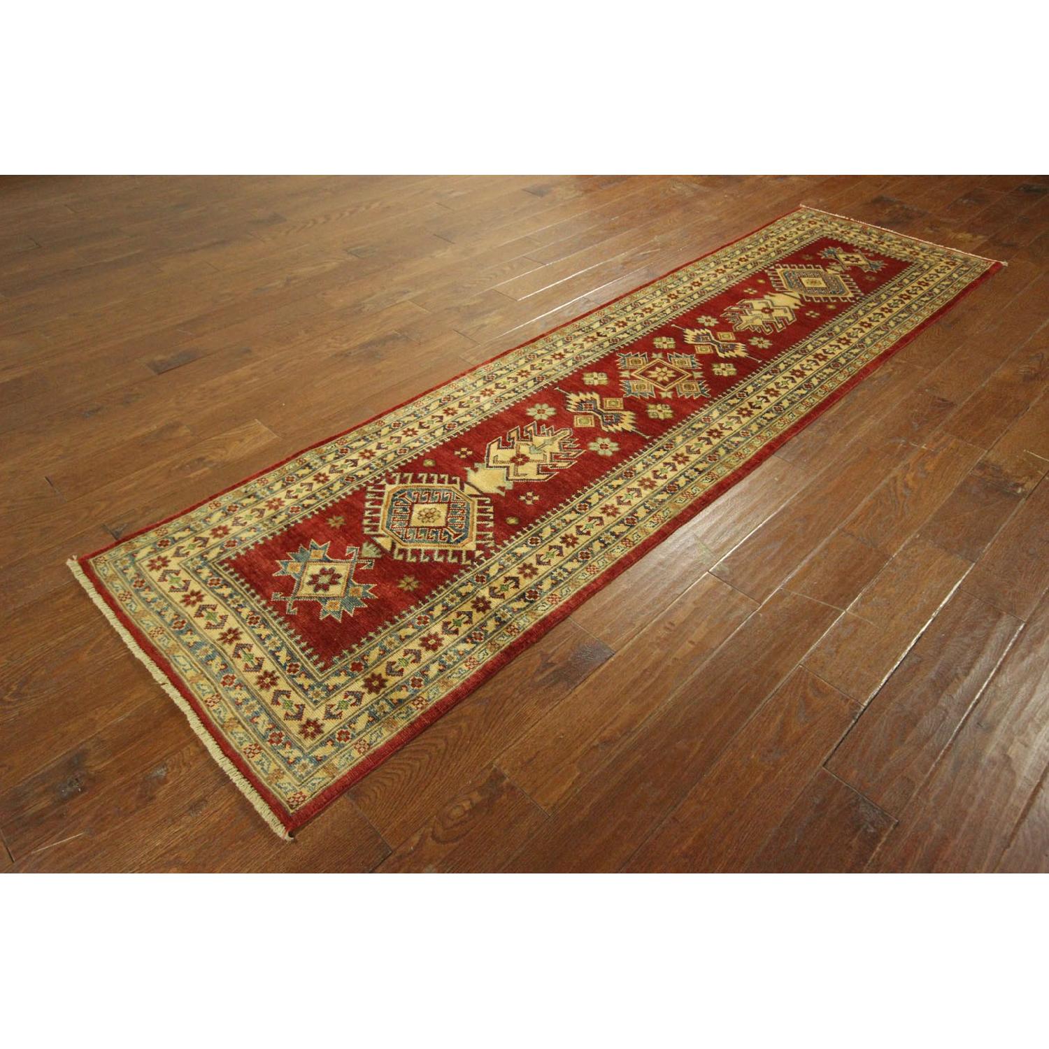 Manhattan Rugs Super Kazak Hand Knotted Wool Rose Red Veg Dyed Oriental Runner/Rug - image-1