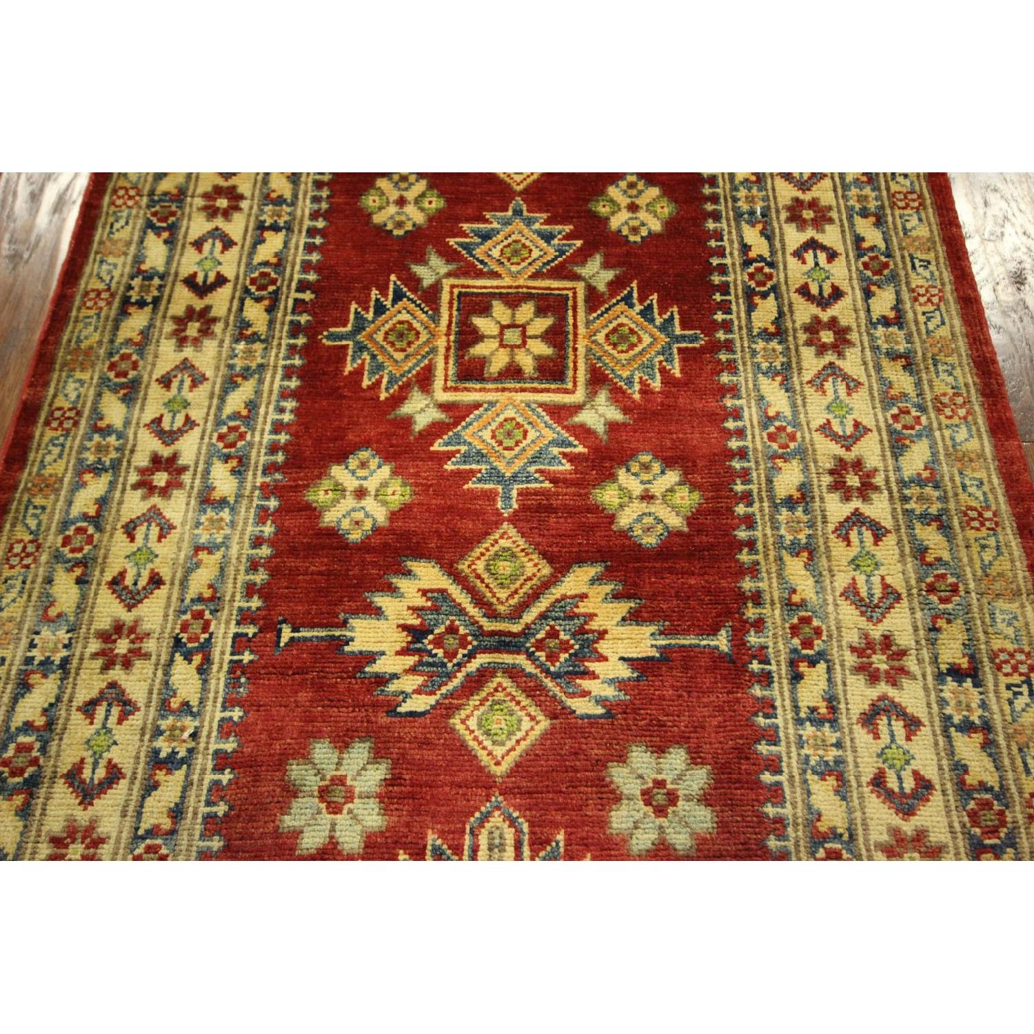 Manhattan Rugs Super Kazak Hand Knotted Wool Rose Red Veg Dyed Oriental Runner/Rug - image-6