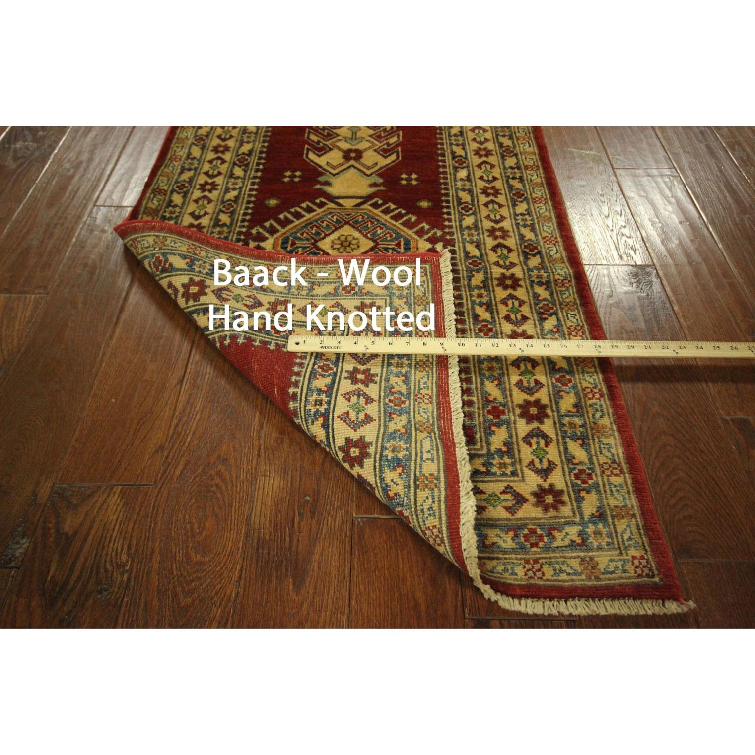 Manhattan Rugs Super Kazak Hand Knotted Wool Rose Red Veg Dyed Oriental Runner/Rug - image-8