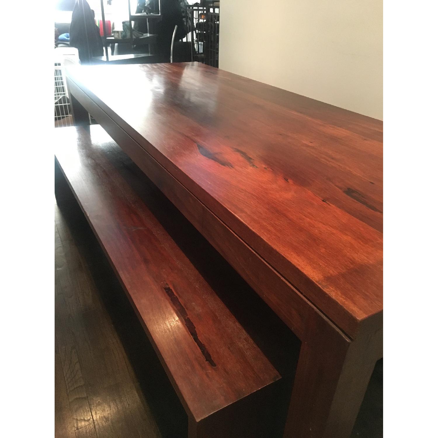 Hardwood Jarrah Dining Table w/ 2 Benches AptDeco
