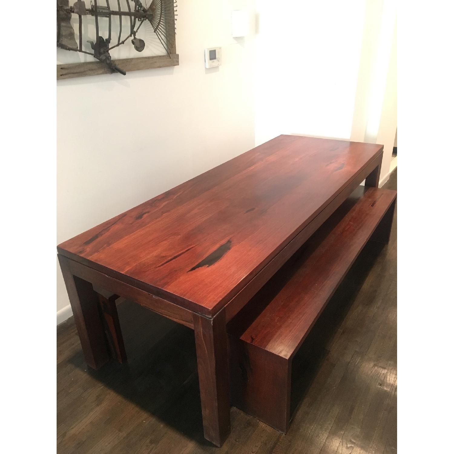 Hardwood Jarrah Dining Table w/ 2 Benches AptDeco