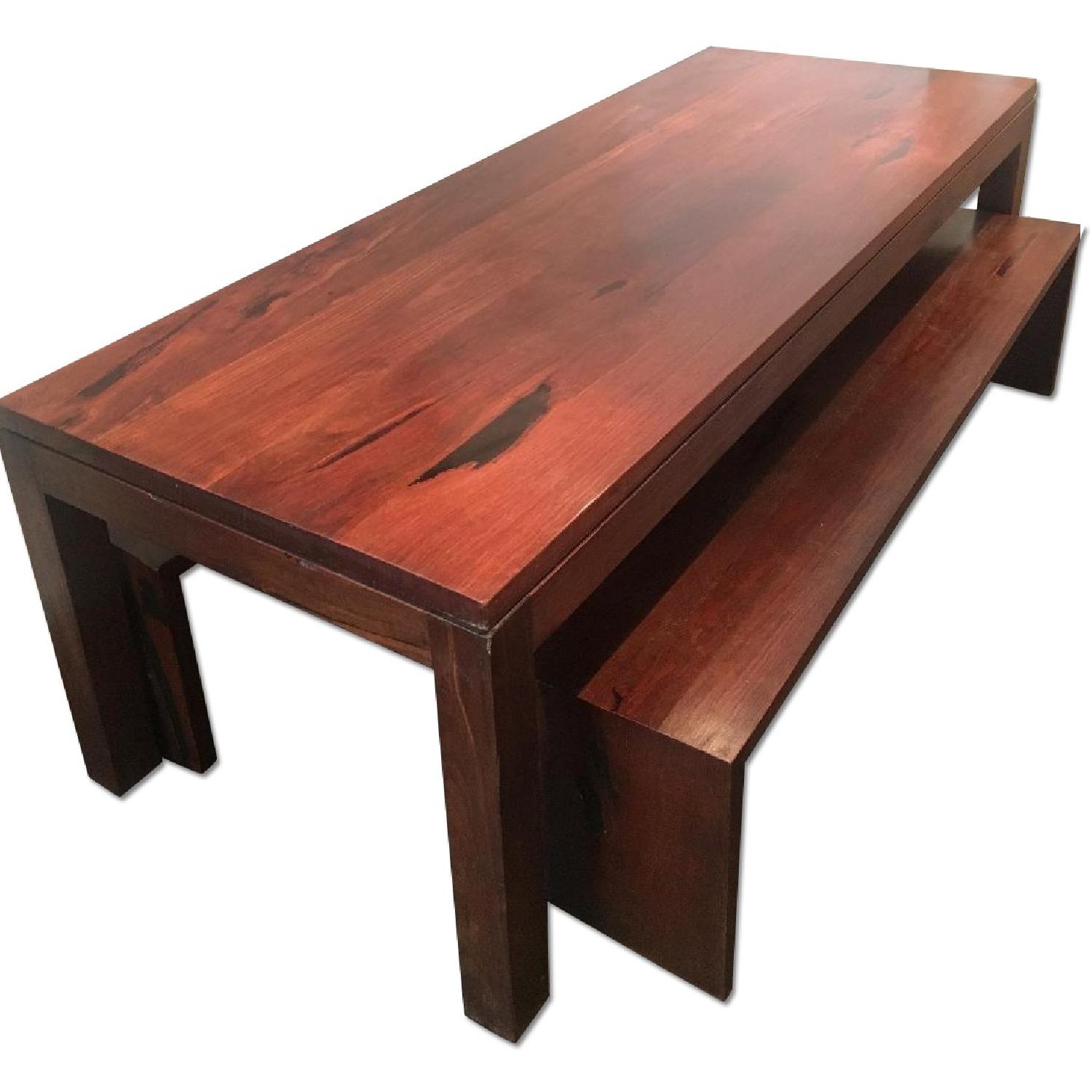 Hardwood Jarrah Dining Table w/ 2 Benches AptDeco