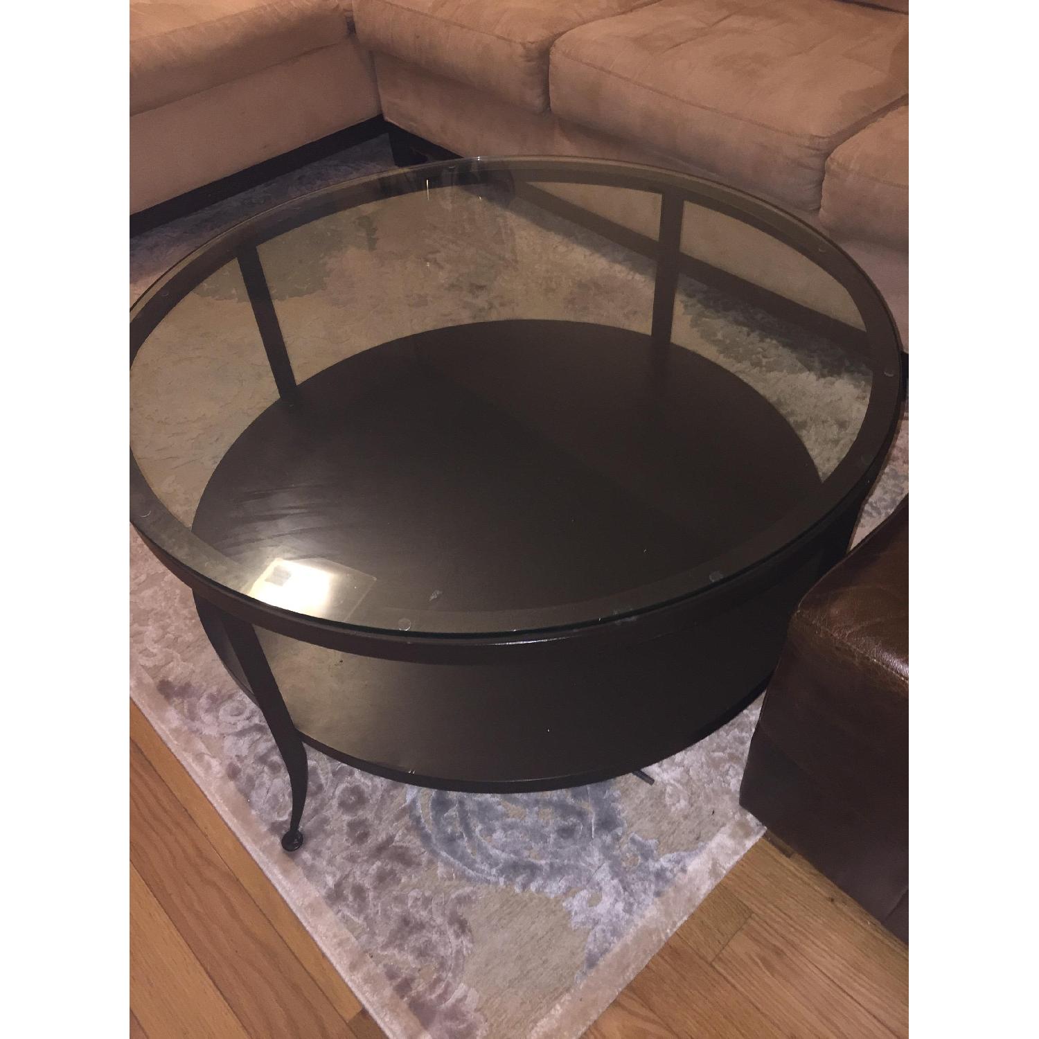 Crate & Barrel Circular Coffee Table - image-3