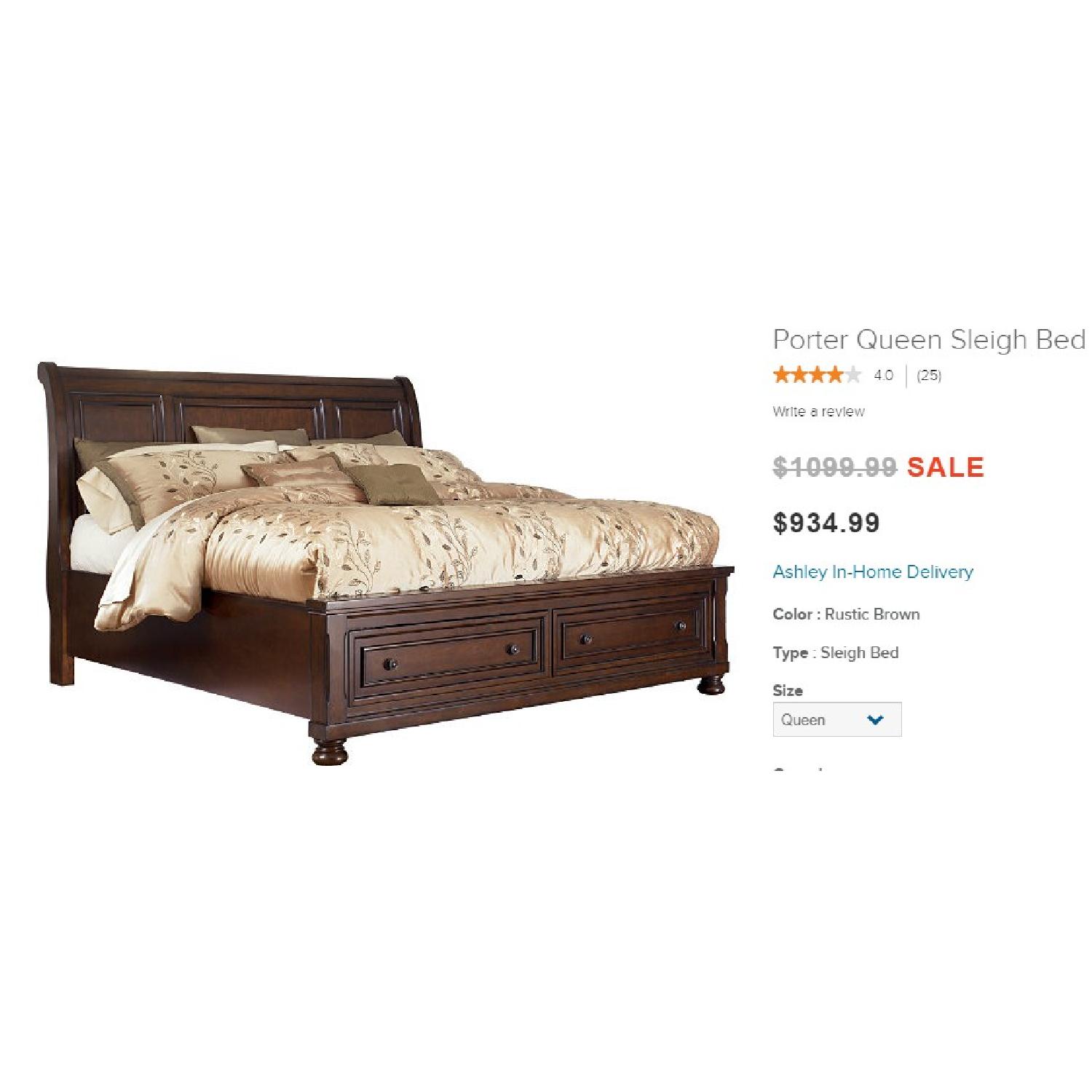 Ashley's Queen Sleigh Bed w/ Storage - image-1