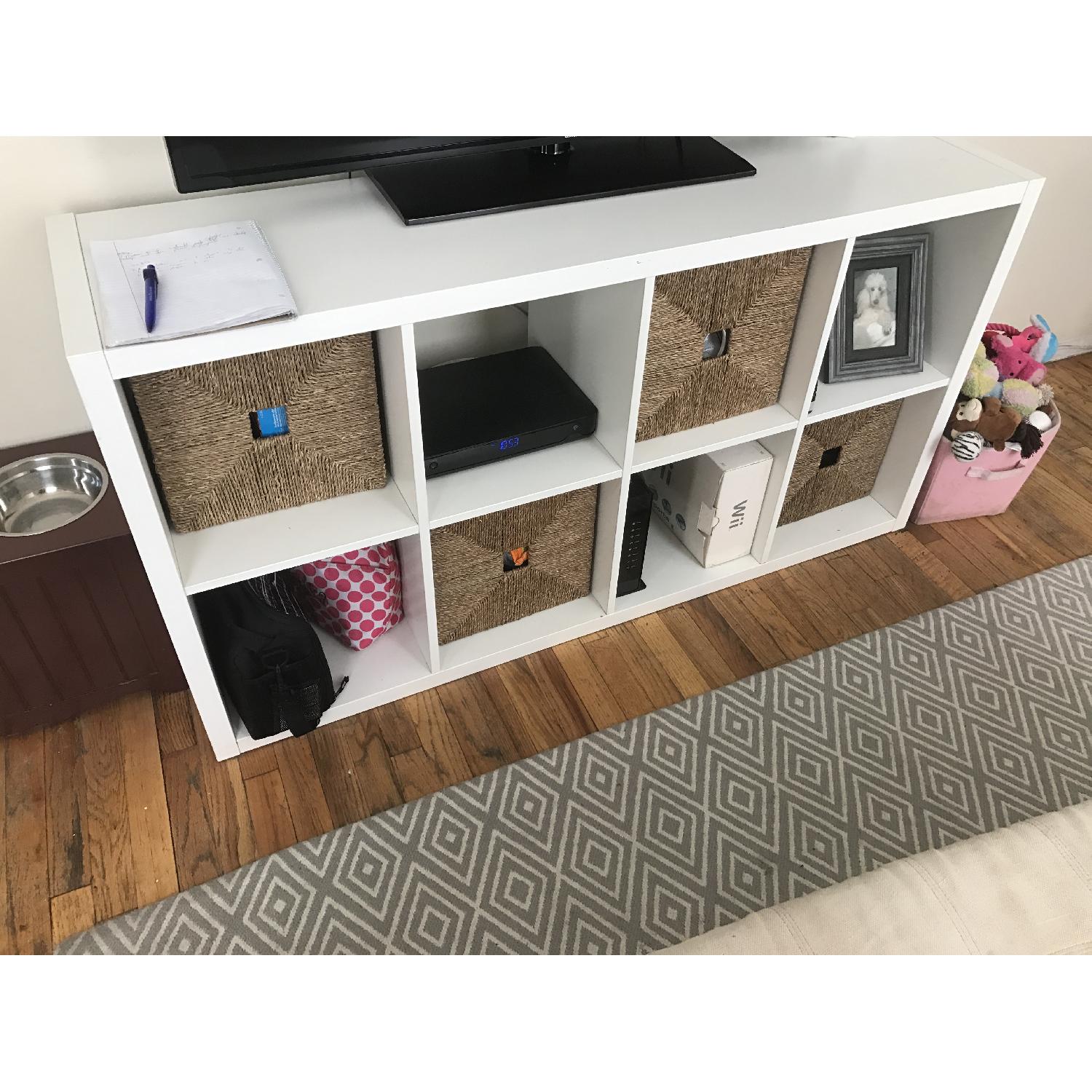 Ikea Book Shelf w/ 4 Wicker Baskets AptDeco
