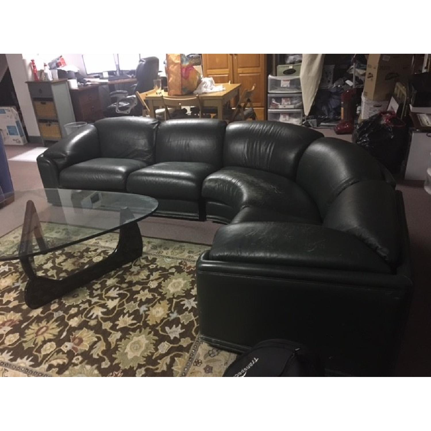 Green Leather Sectional Sofa - image-1