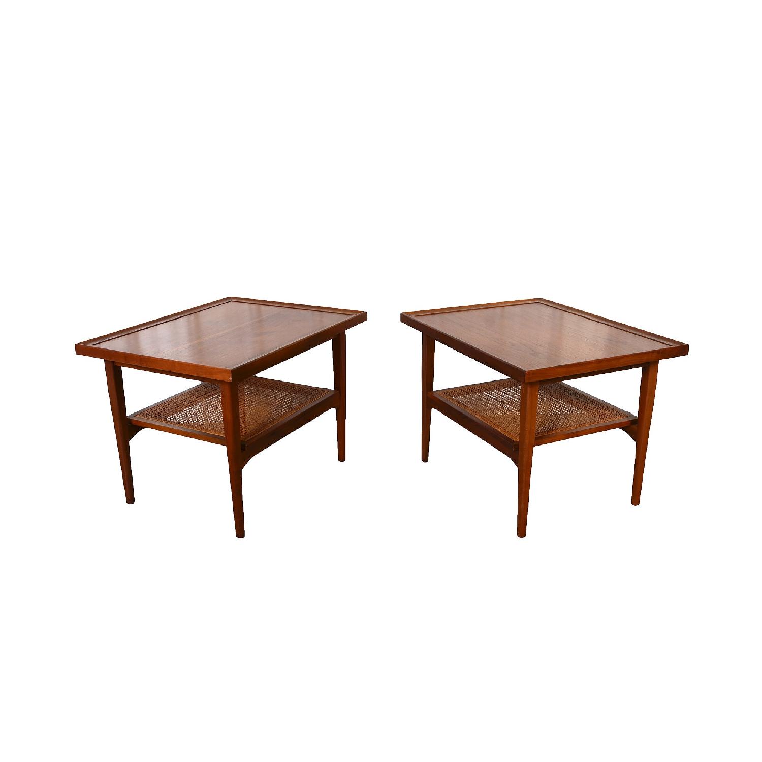 Drexel Declaration Mid Century Modern Walnut Side Tables - image-0