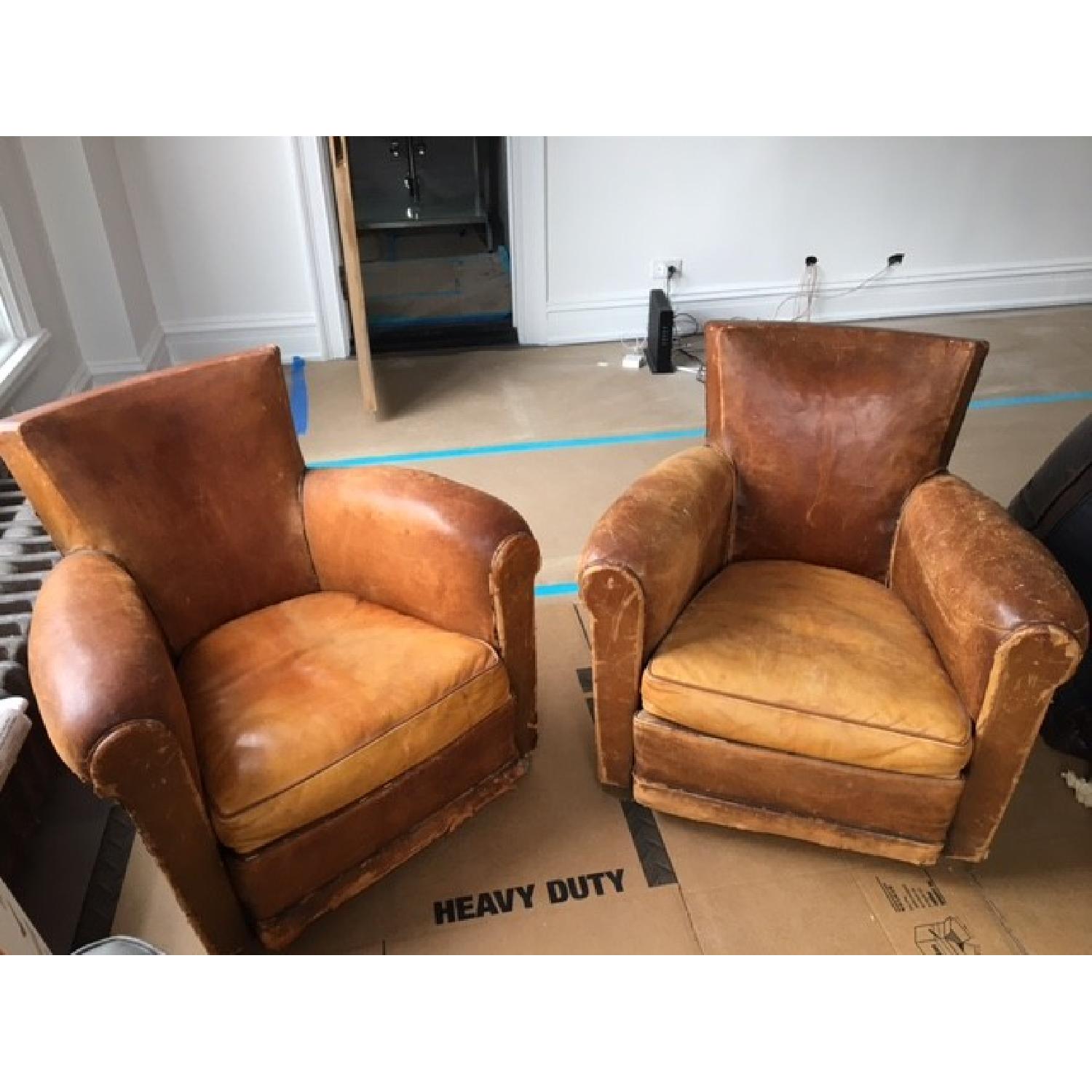 Vintage Antique Leather Club Chairs - image-1