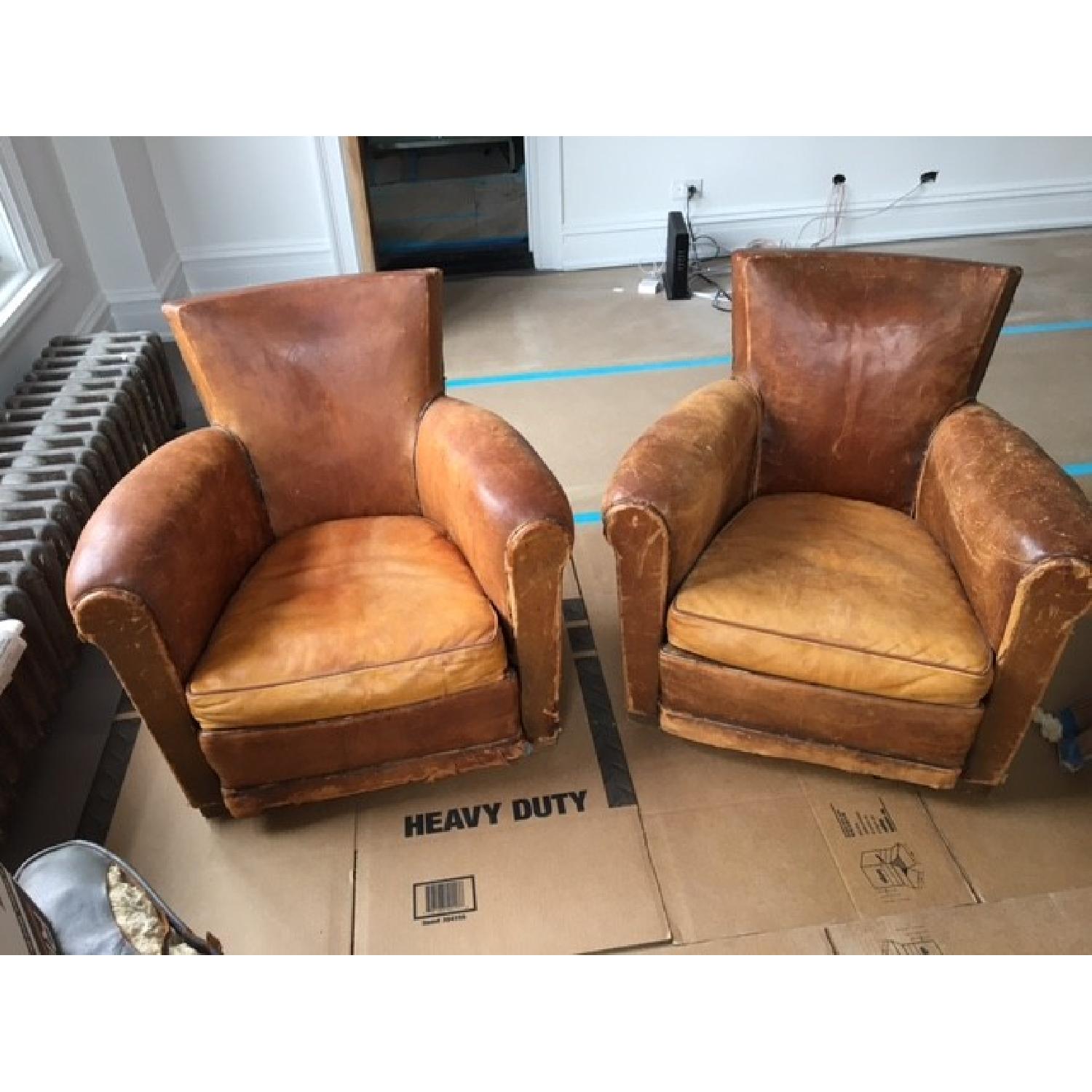 Vintage Antique Leather Club Chairs - image-9