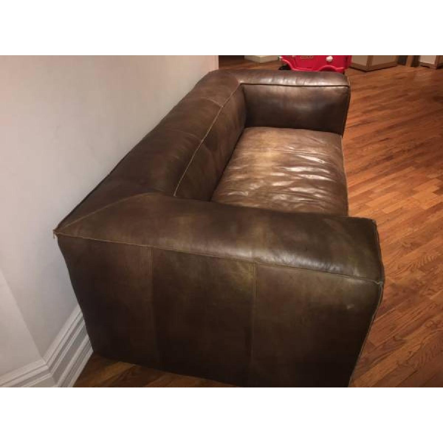 Restoration Hardware Fulham Leather Sofa - image-3