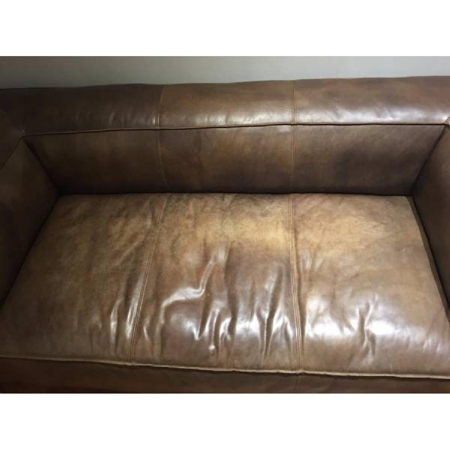 Restoration Hardware Fulham Leather Sofa - image-4