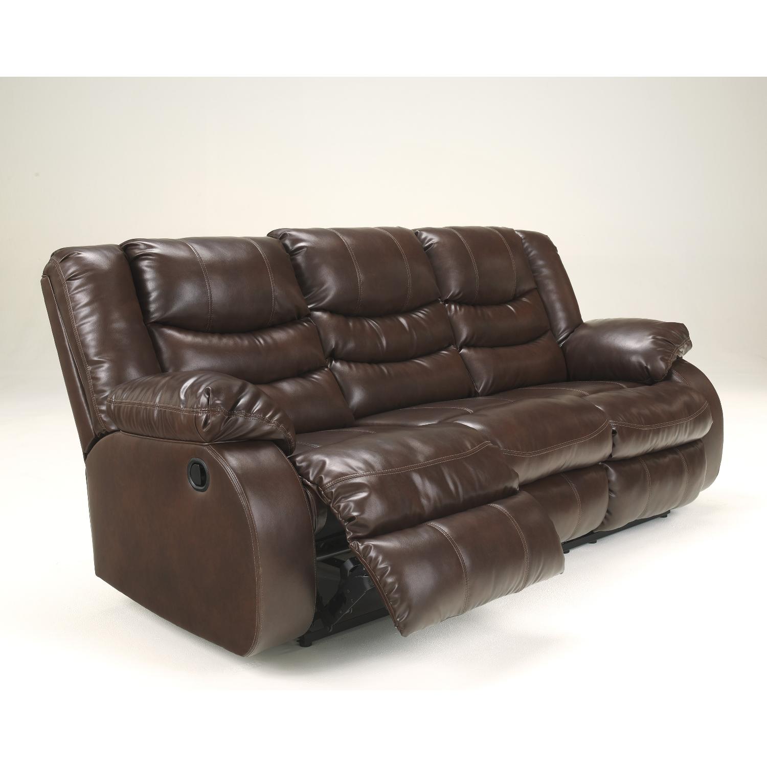 Ashley's Contemporary DuraBlend Leather Reclining Sofa in Brown - image-3