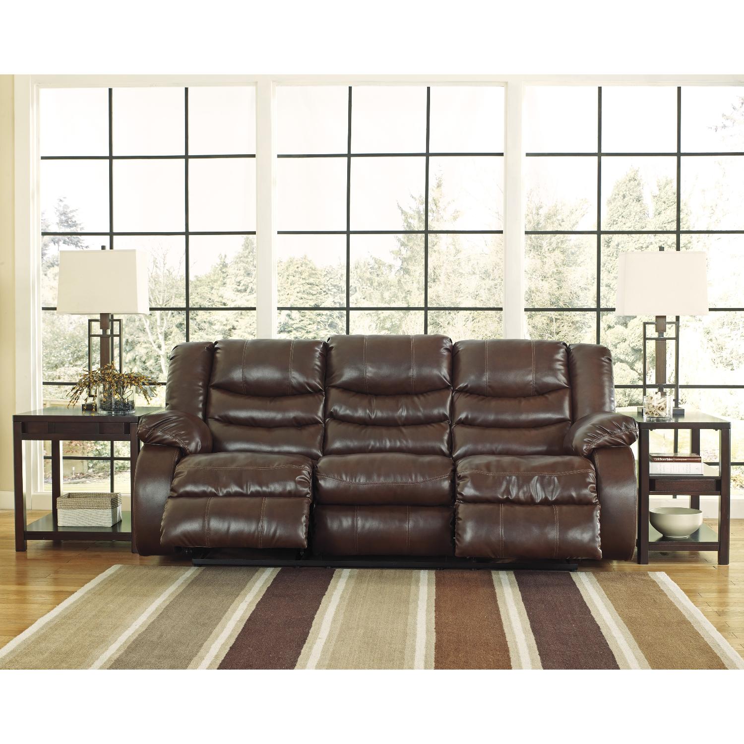 Ashley's Contemporary DuraBlend Leather Reclining Sofa in Brown - image-4