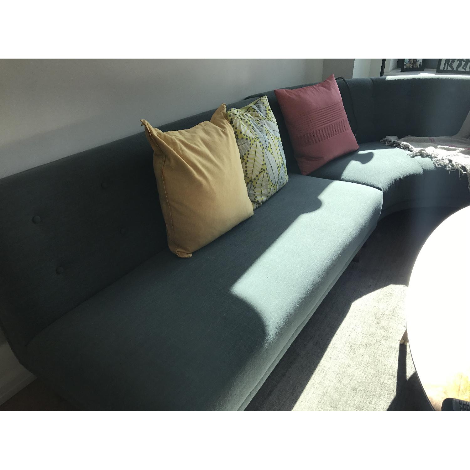 West Elm Blue Fabric 3 Piece Sectional Sofa - image-2