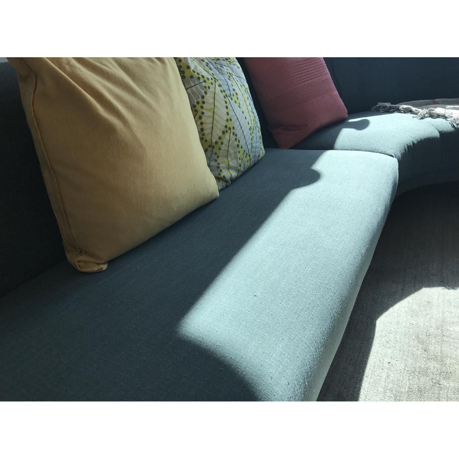 West Elm Blue Fabric 3 Piece Sectional Sofa - image-3