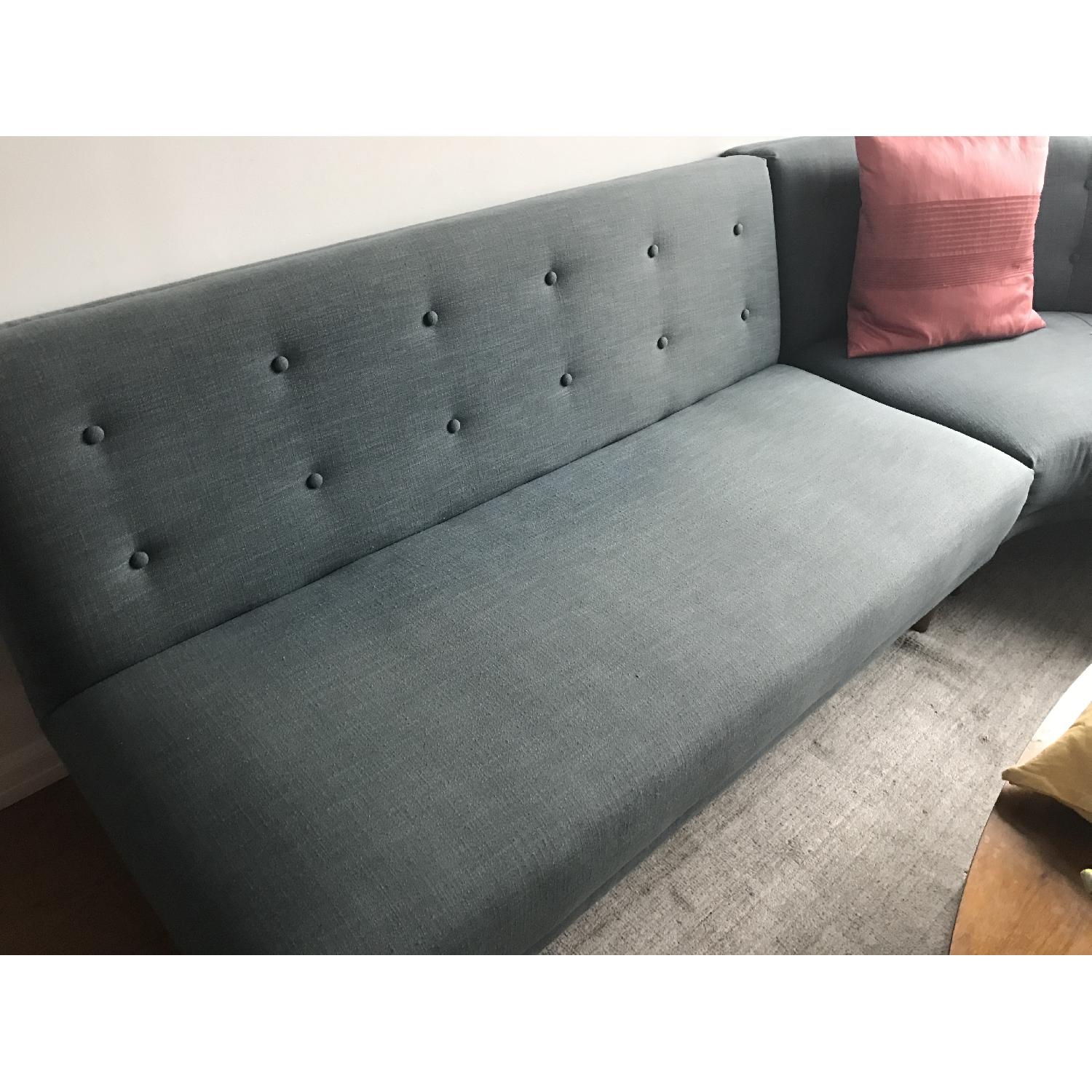 West Elm Blue Fabric 3 Piece Sectional Sofa - image-8