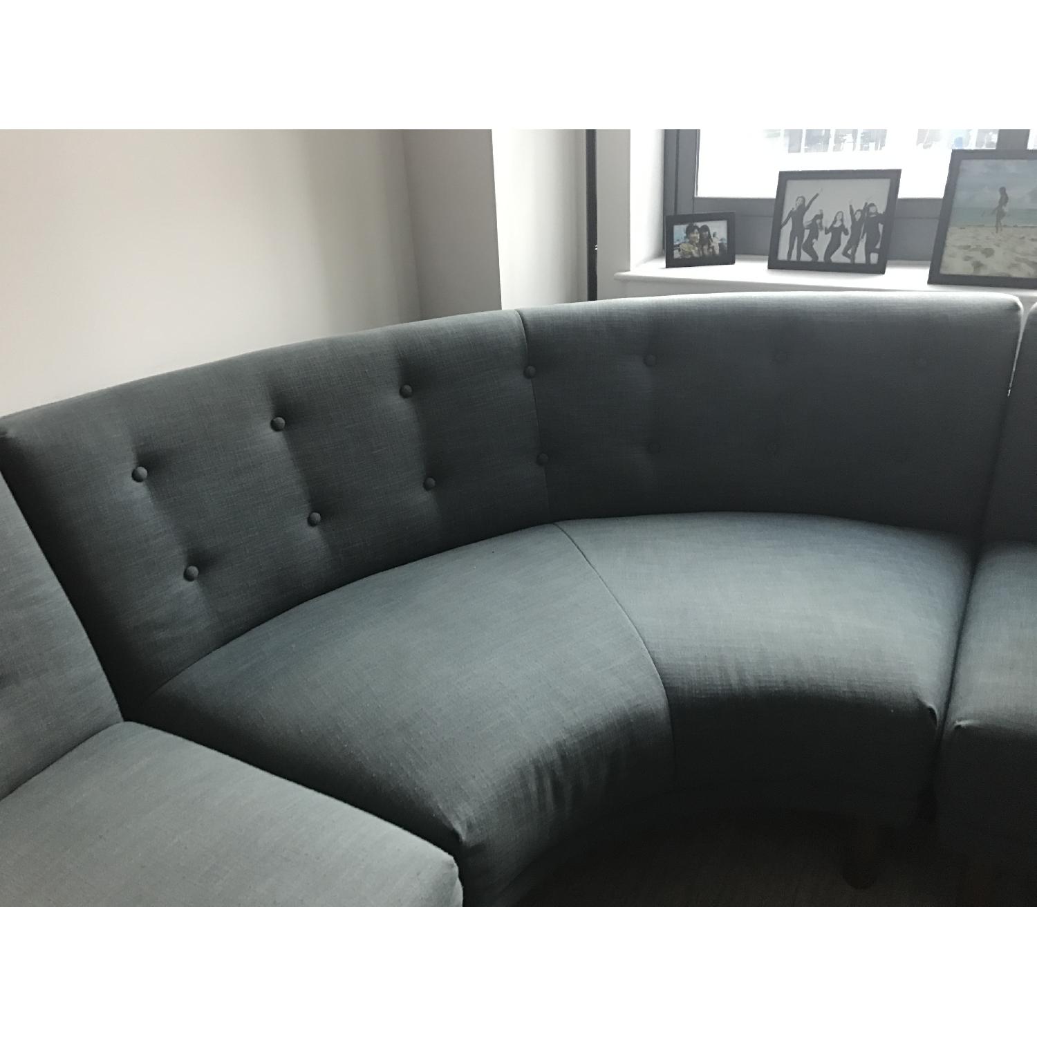 West Elm Blue Fabric 3 Piece Sectional Sofa - image-9