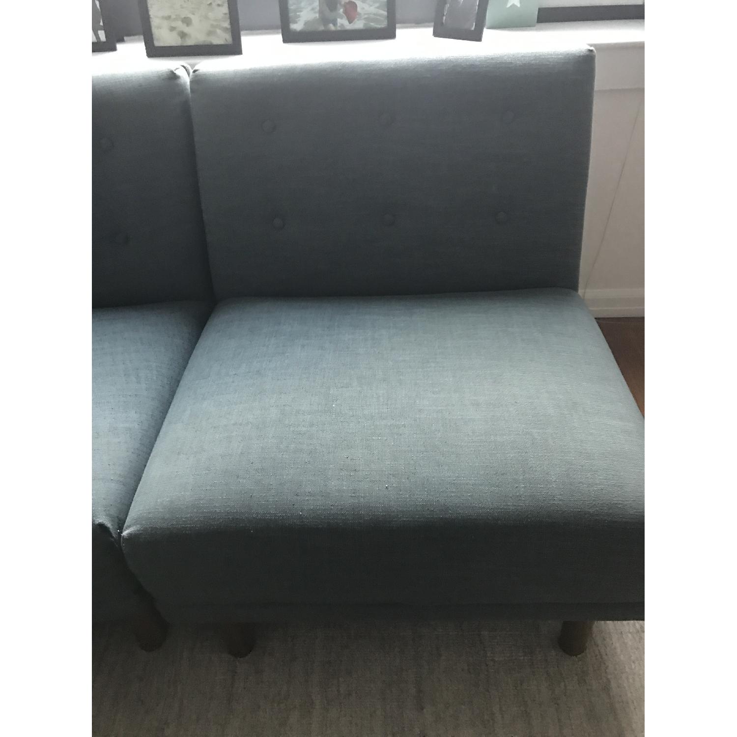 West Elm Blue Fabric 3 Piece Sectional Sofa - image-10