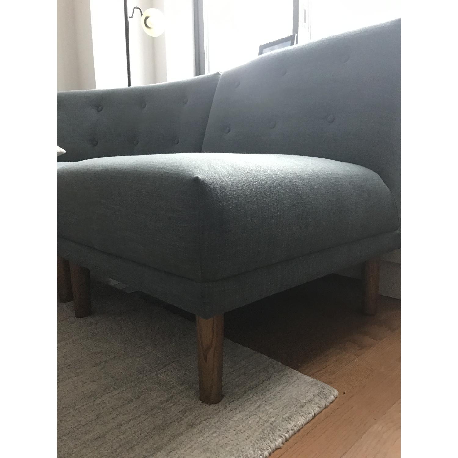 West Elm Blue Fabric 3 Piece Sectional Sofa - image-11