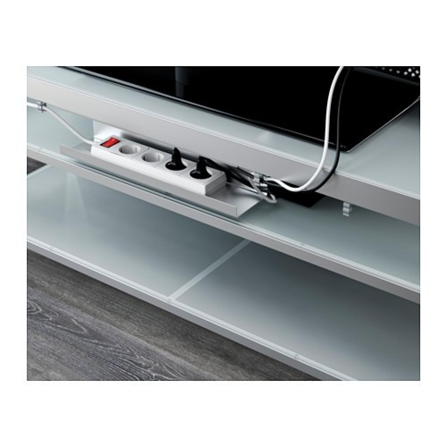 Ikea White Glass/Aluminium TV Table - image-4