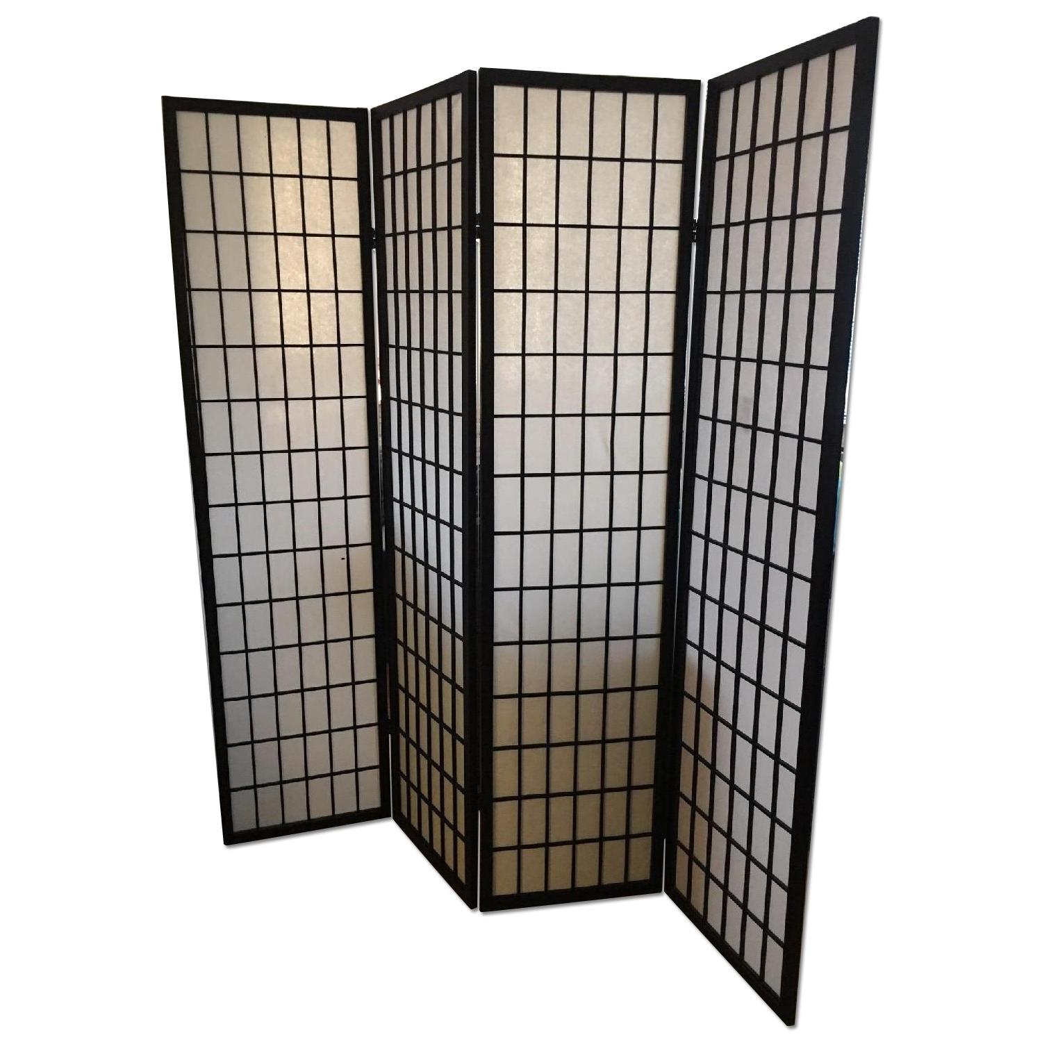 Black Shoji 4 Panel Screen/Room Divider AptDeco