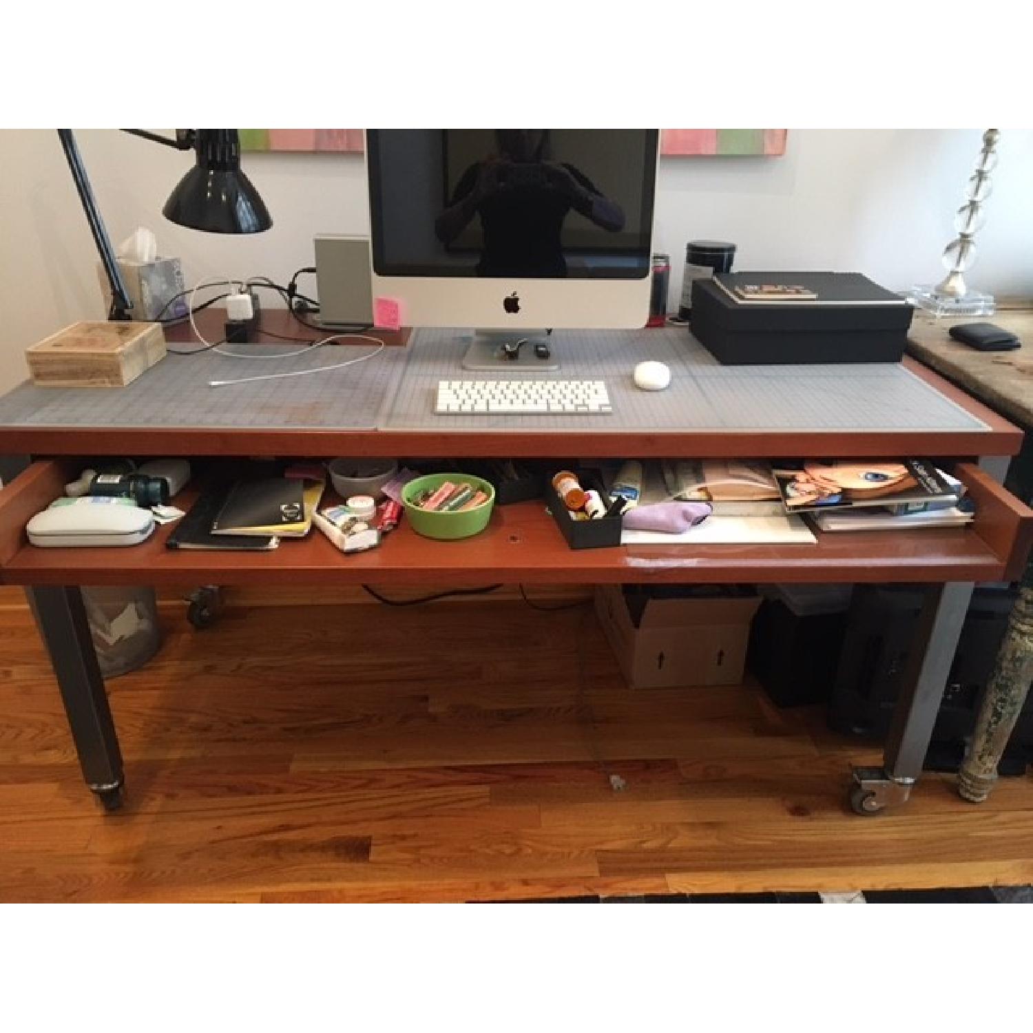 Design Within Reach Desk w/ Lockable Casters & Pull-Out Shelf - image-3