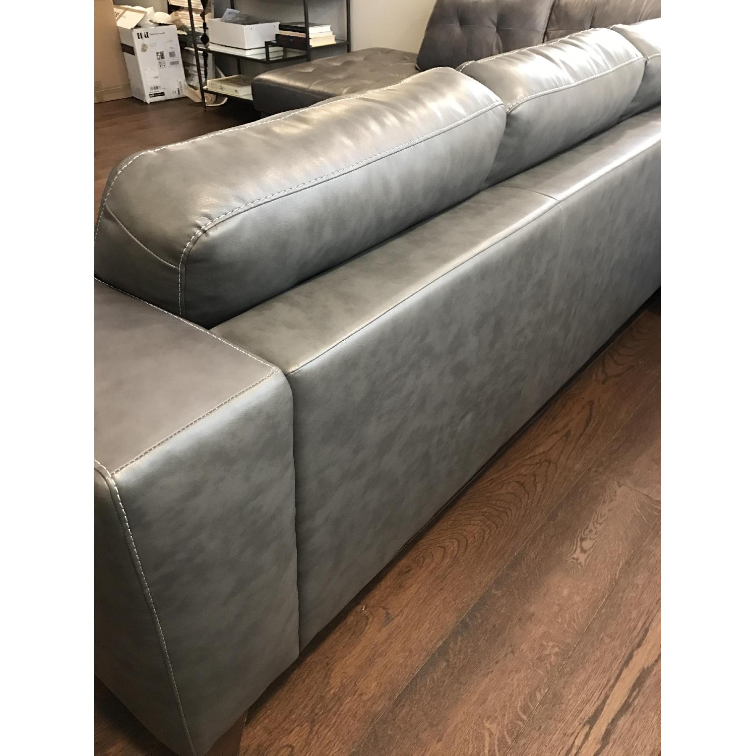 Macy's Grey Leather Sectional Sofa - image-4
