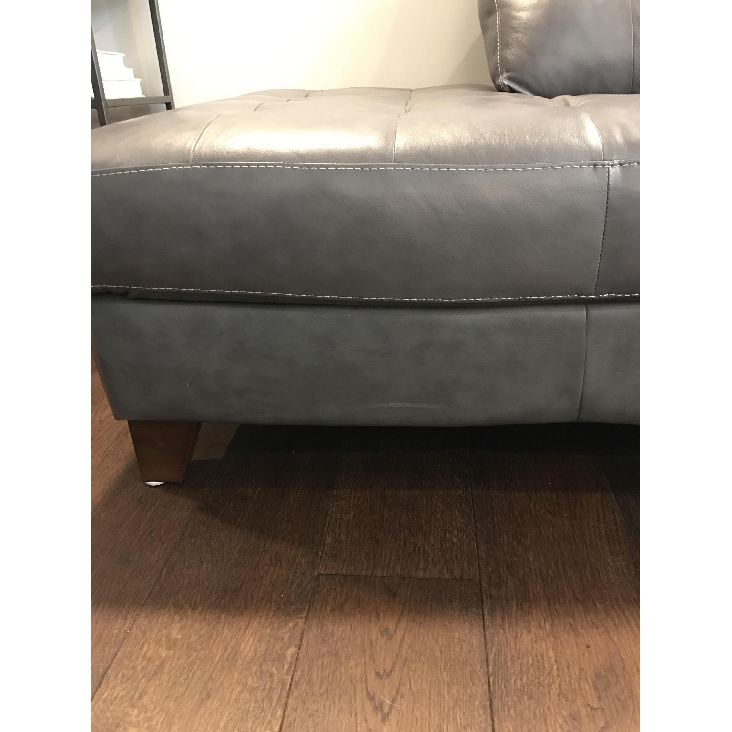 Macy's Grey Leather Sectional Sofa - image-5