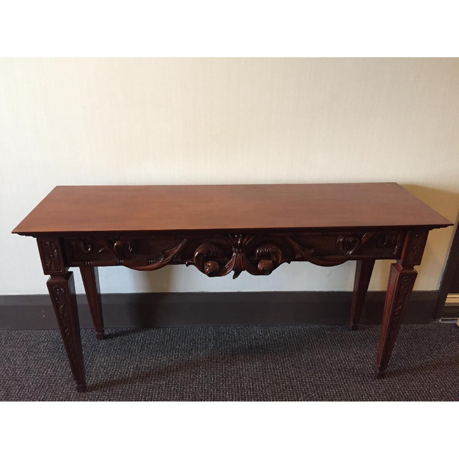 Ethan Allen Solid Wood Ornate Console Table - image-1