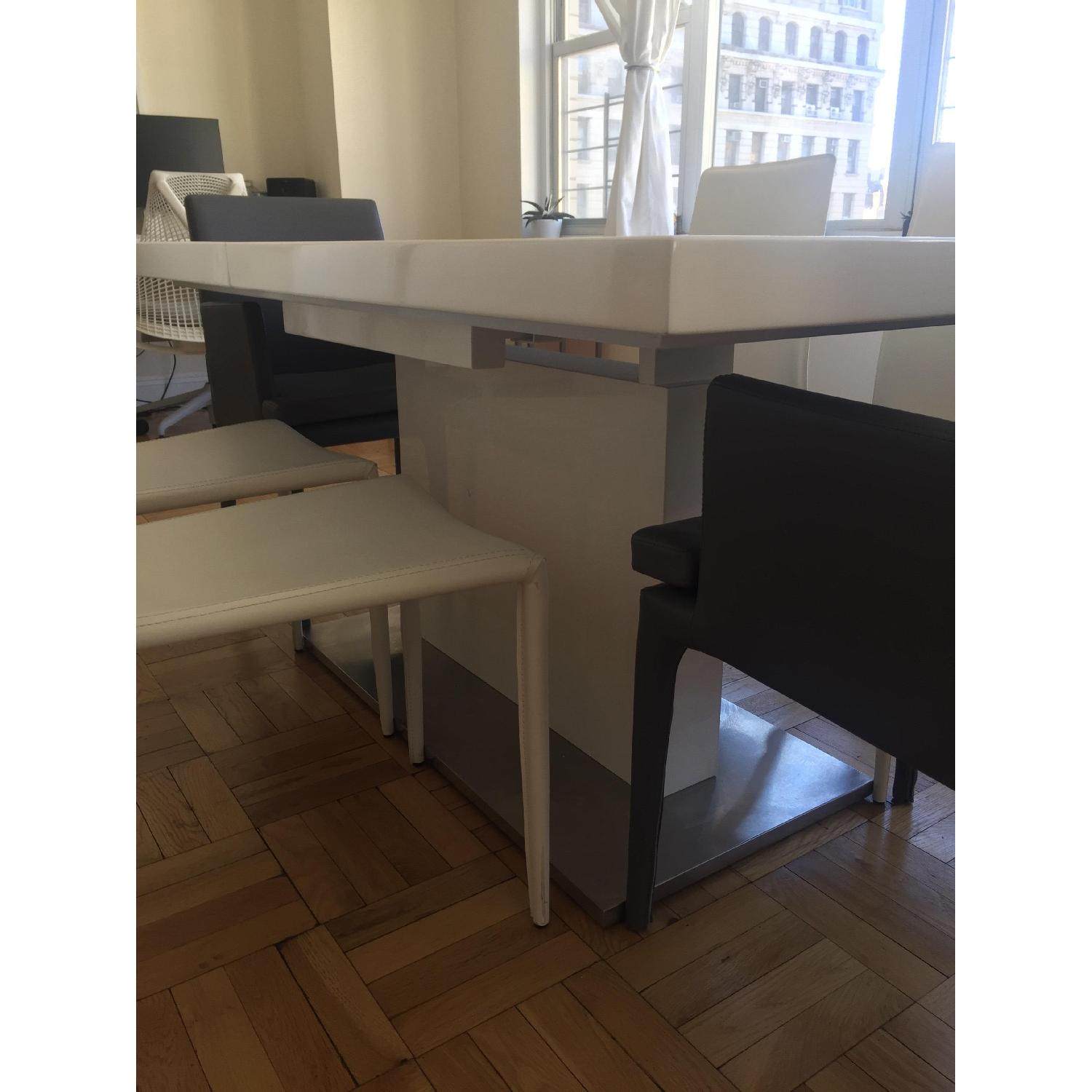 Modani Lexington Extendable Mid Century Modern Dining Table in White - image-1