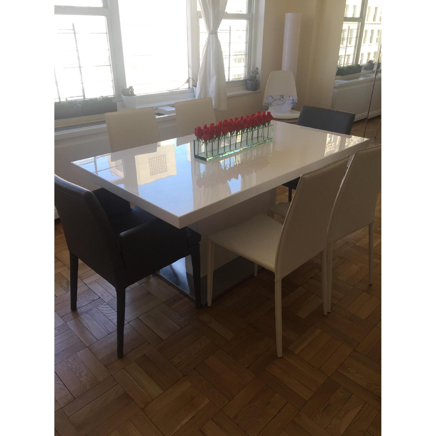Modani Lexington Extendable Mid Century Modern Dining Table in White - image-5
