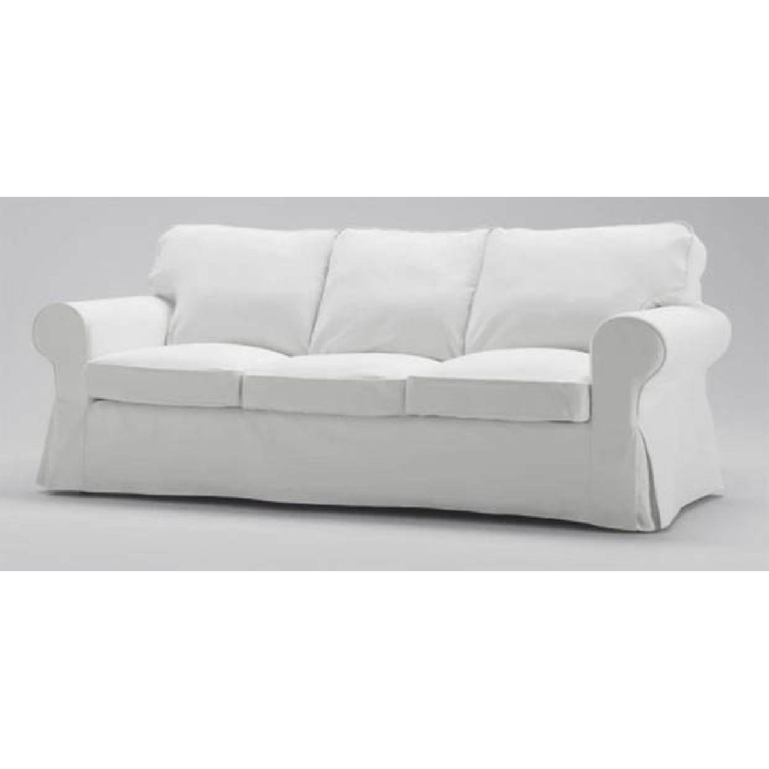 Ikea Ektorp White Slipcovered Sofa AptDeco
