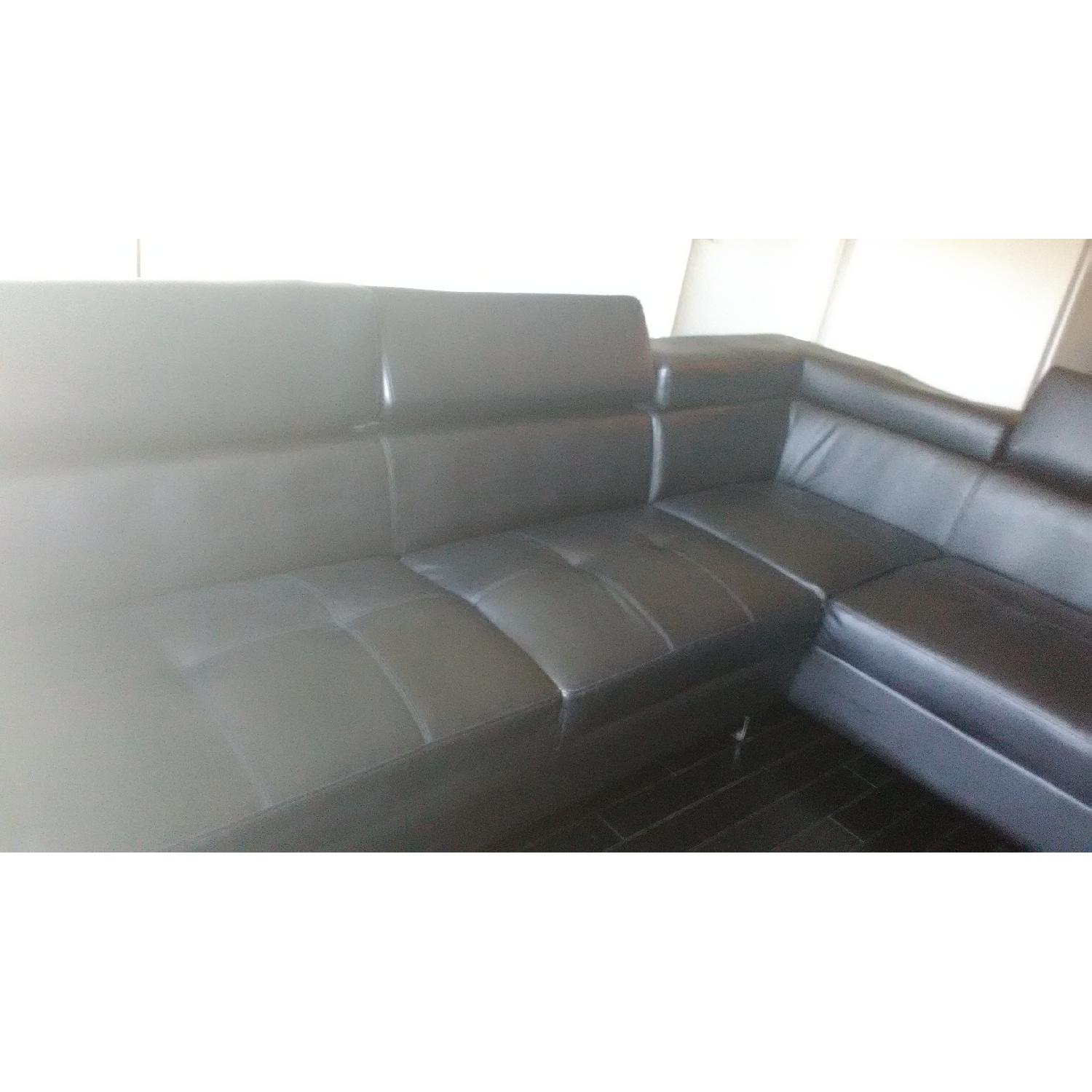 Black Leather Corner Sectional Sofa - image-3