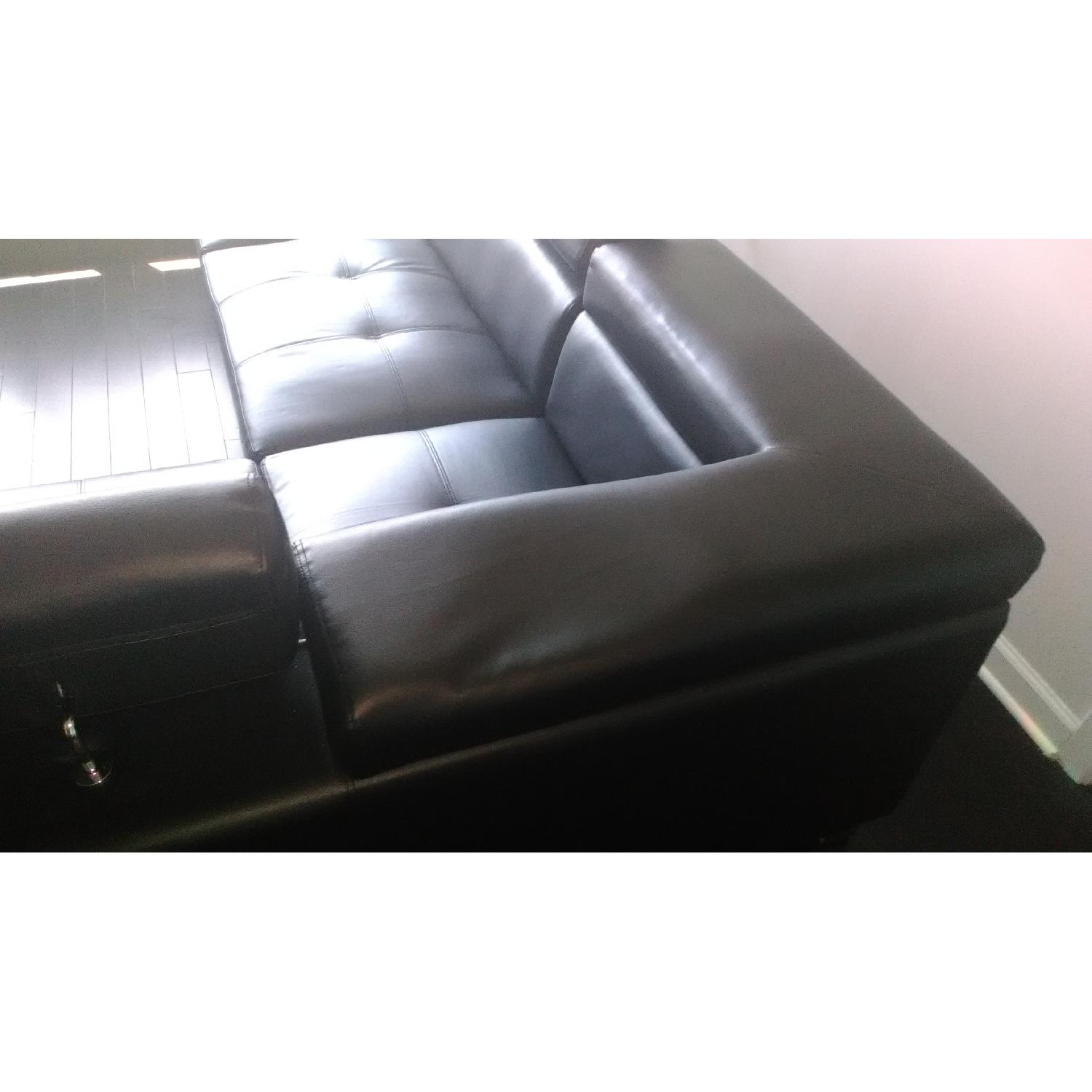 Black Leather Corner Sectional Sofa - image-6