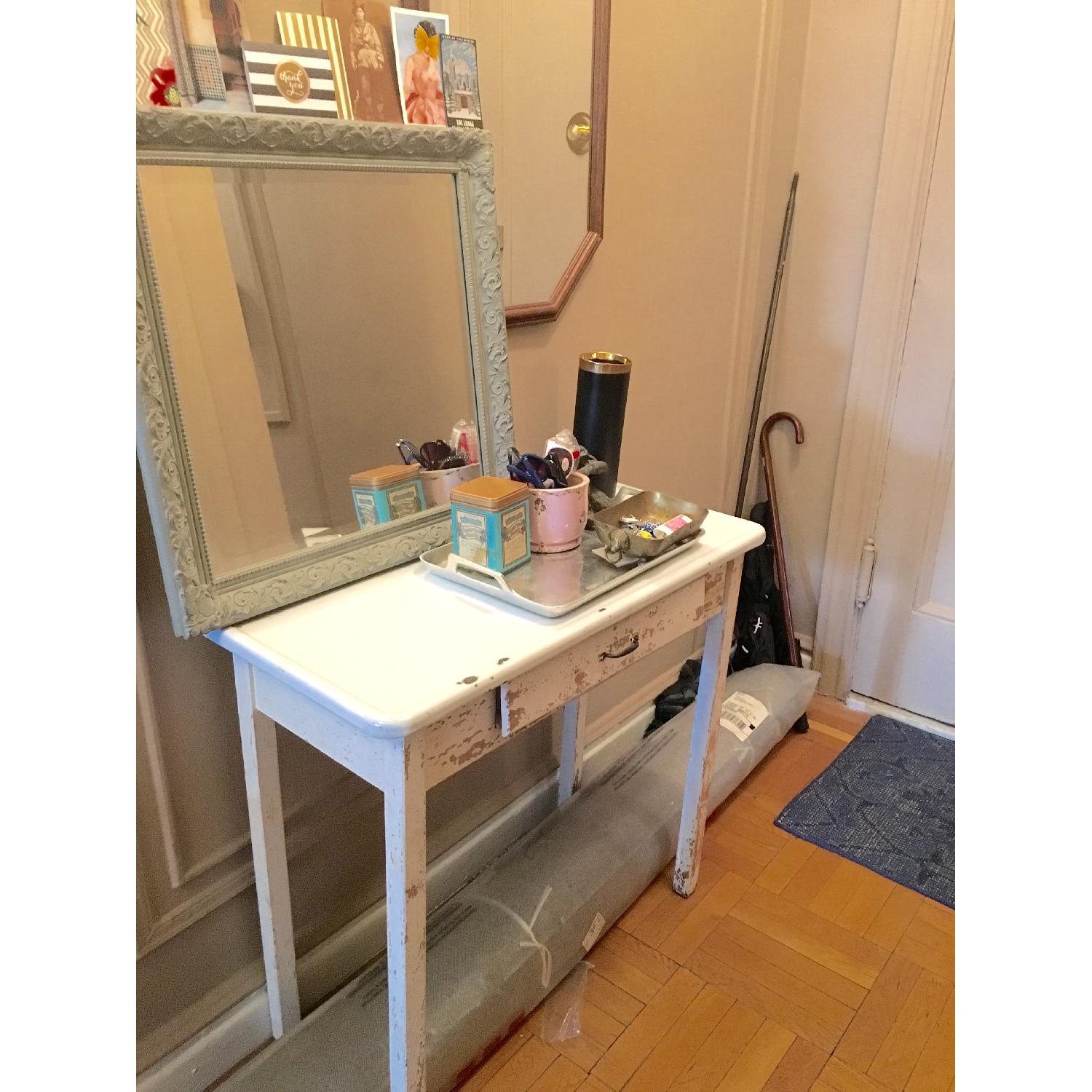 Antique Porcelain Enamel Top Table - image-1