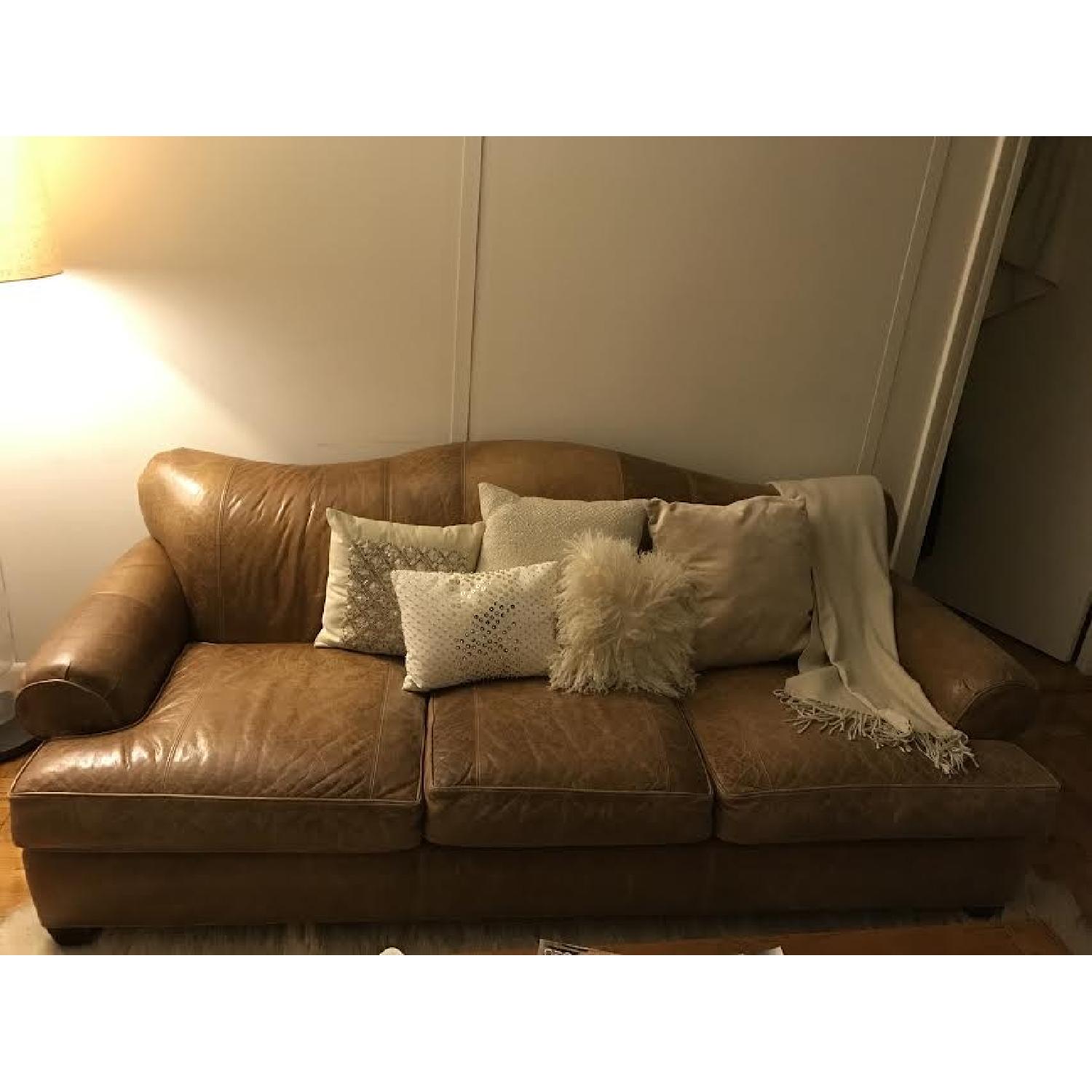 Ralph Lauren Distressed Brown Leather Couch Aptdeco