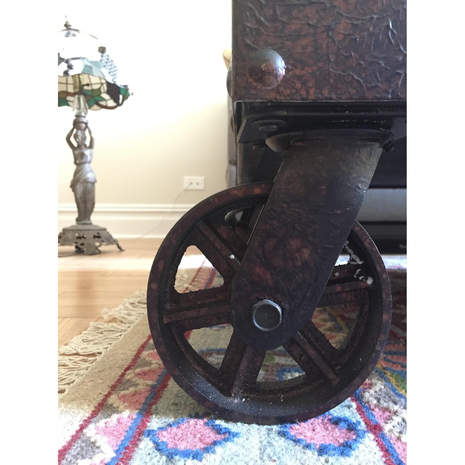 Raymour & Flanigan Distressed Wood & Iron Coffee Table - image-1