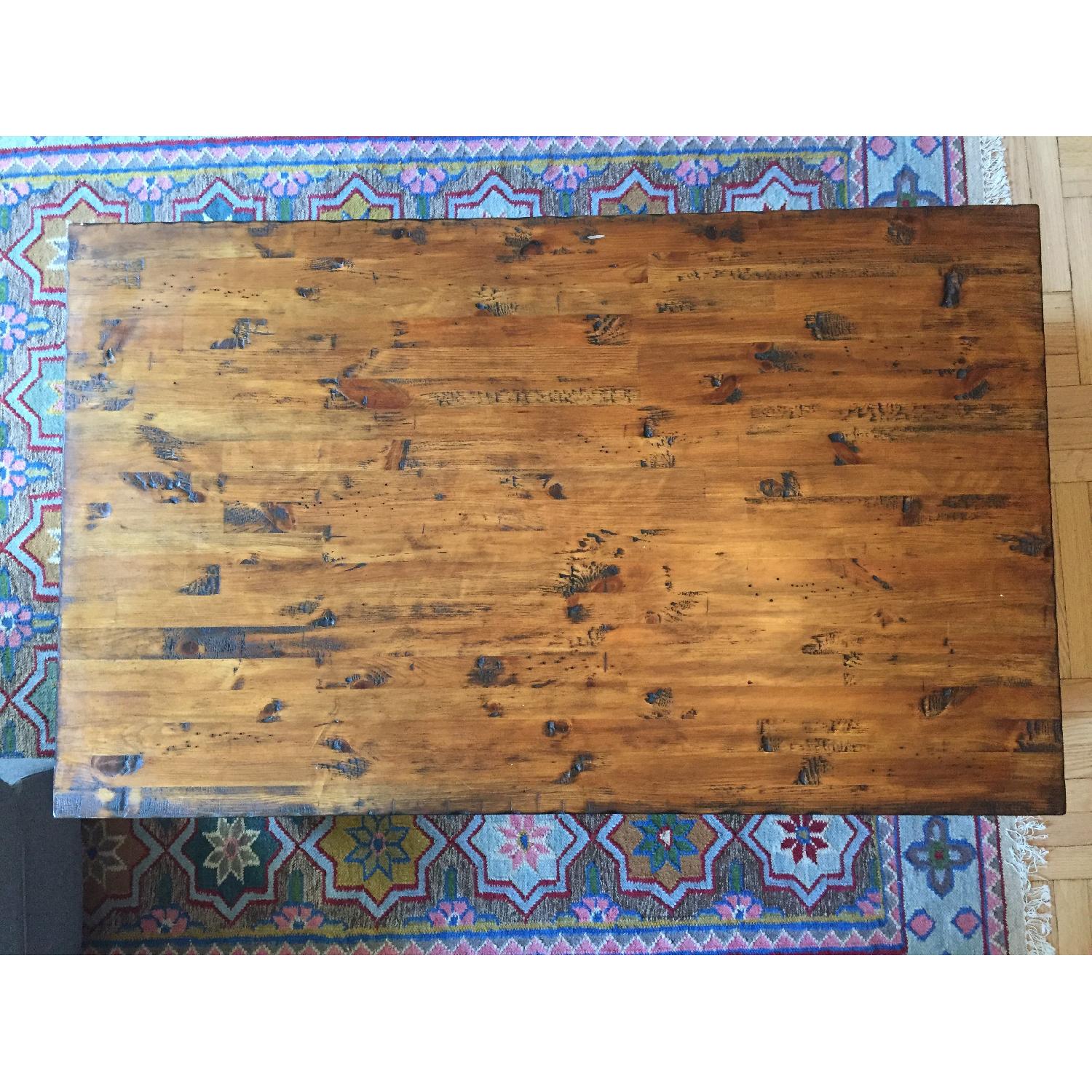 Raymour & Flanigan Distressed Wood & Iron Coffee Table - image-4