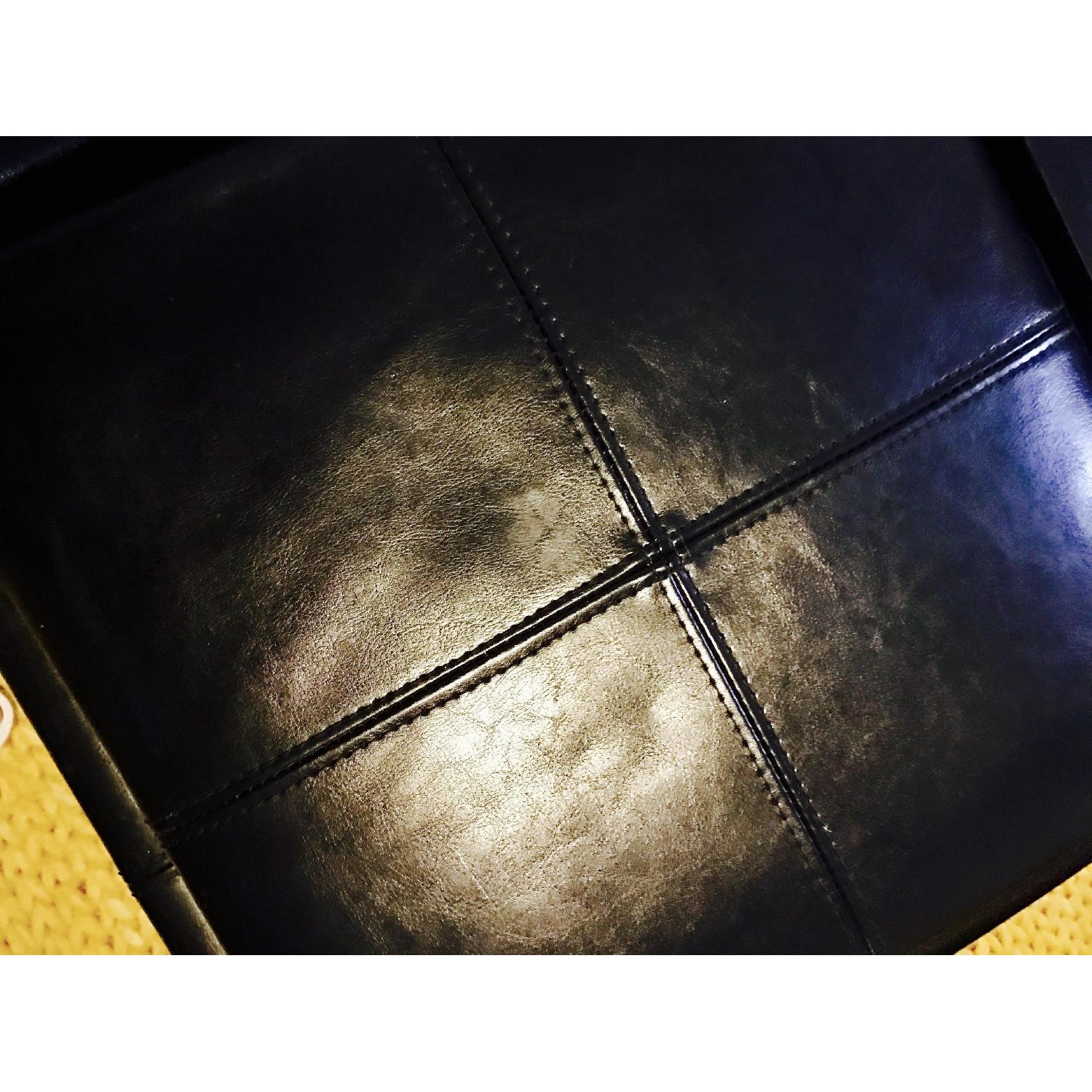 Large Black Leather Ottoman w/ Storage & Dining Trays - image-1