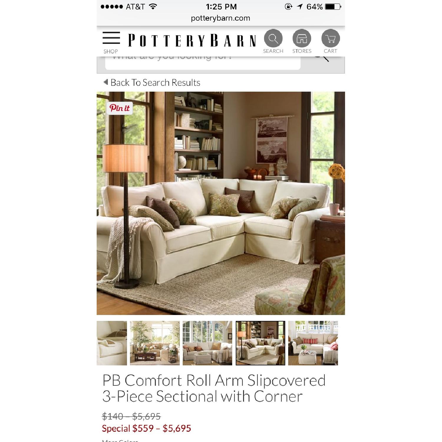 Pottery Barn White 3 Piece Sectional Sofa - image-3